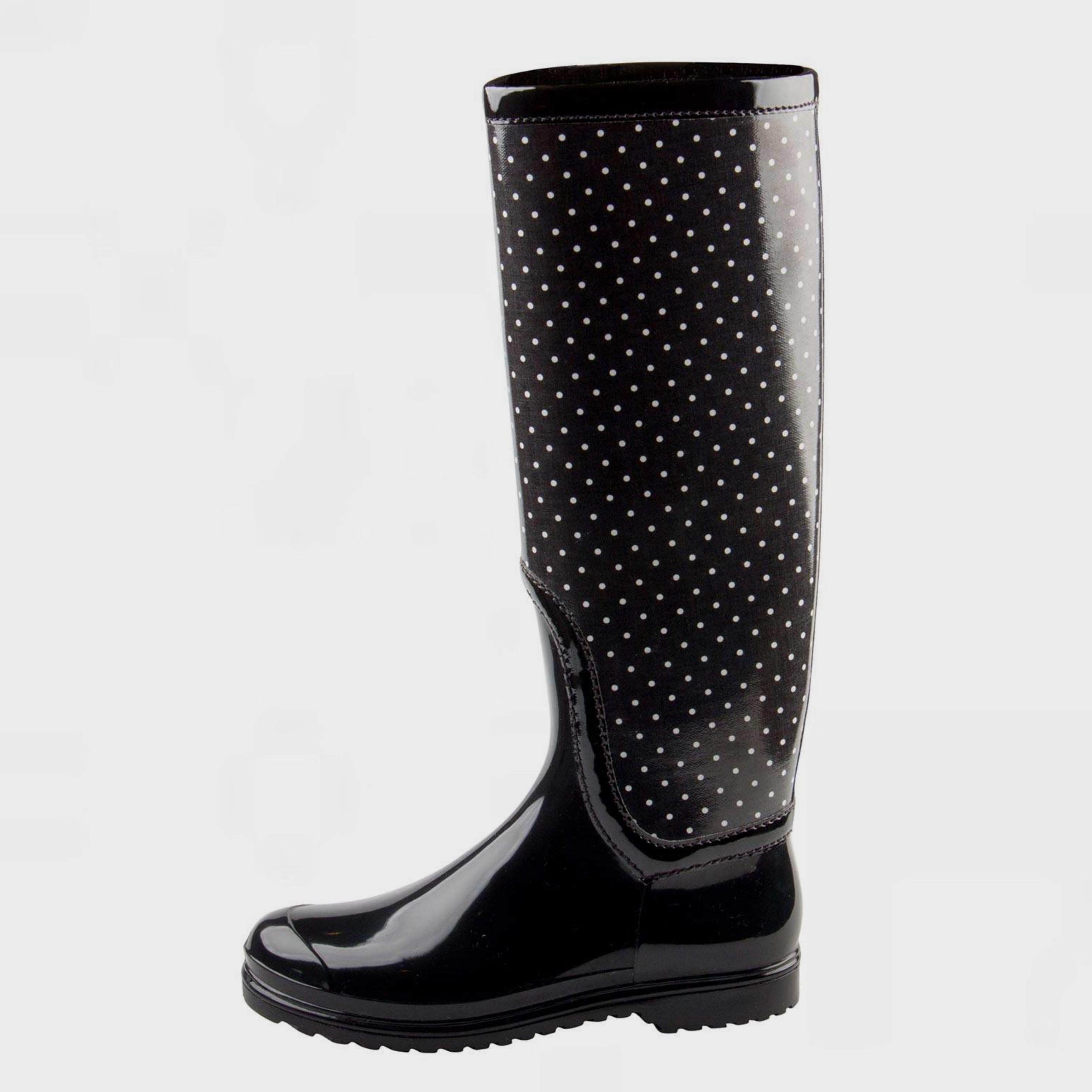 Дамски гумени ботуши за дъжд Dolce & Gabbana Women’s Black Polka Dot Rubber Knee High Boots