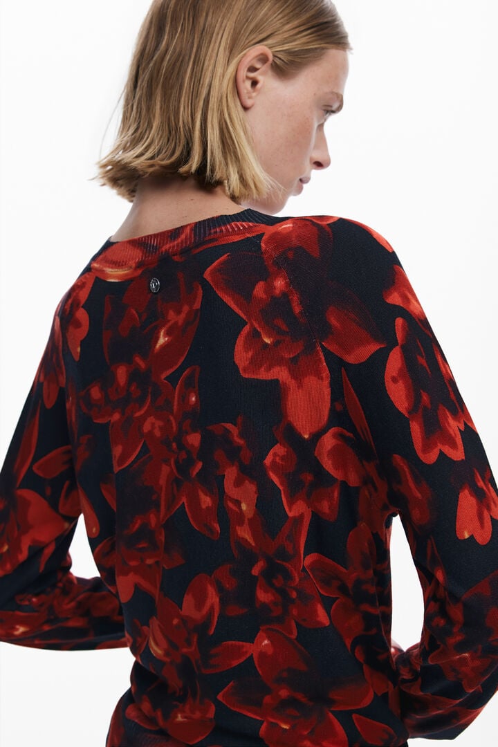 Дамски пуловер Women’s sweater Desigual 25WWJF162000 Red/Black back view