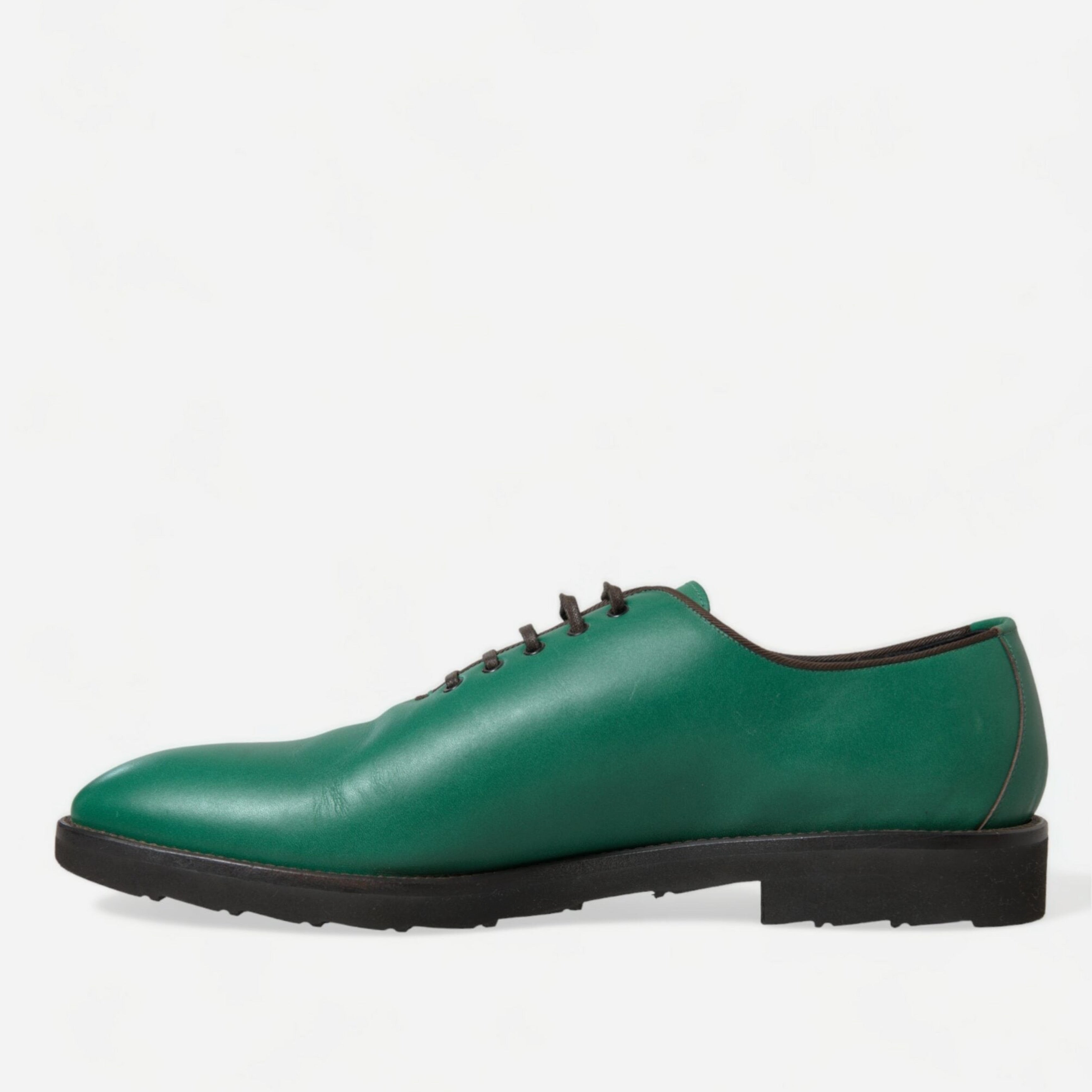 Мъжки Оксфорд официални обувки от естествена кожа в зелено DOLCE & GABBANA Men’s Elegant Green Leather Oxford Shoes