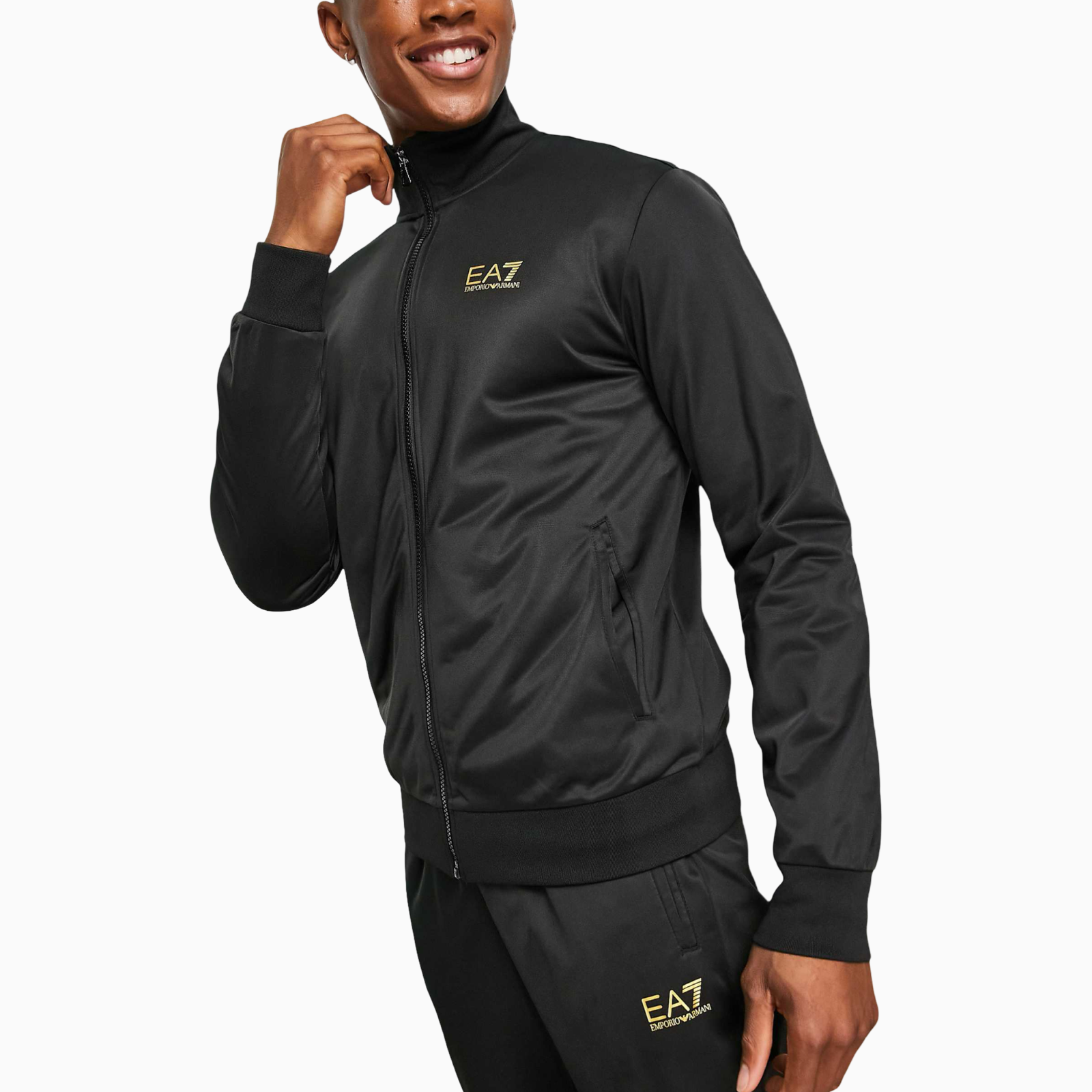 Мъжки черен спортен екип EA7 Emporio Armani Men Tracksuit 8NPV65 PJHCZ 0208 Side View