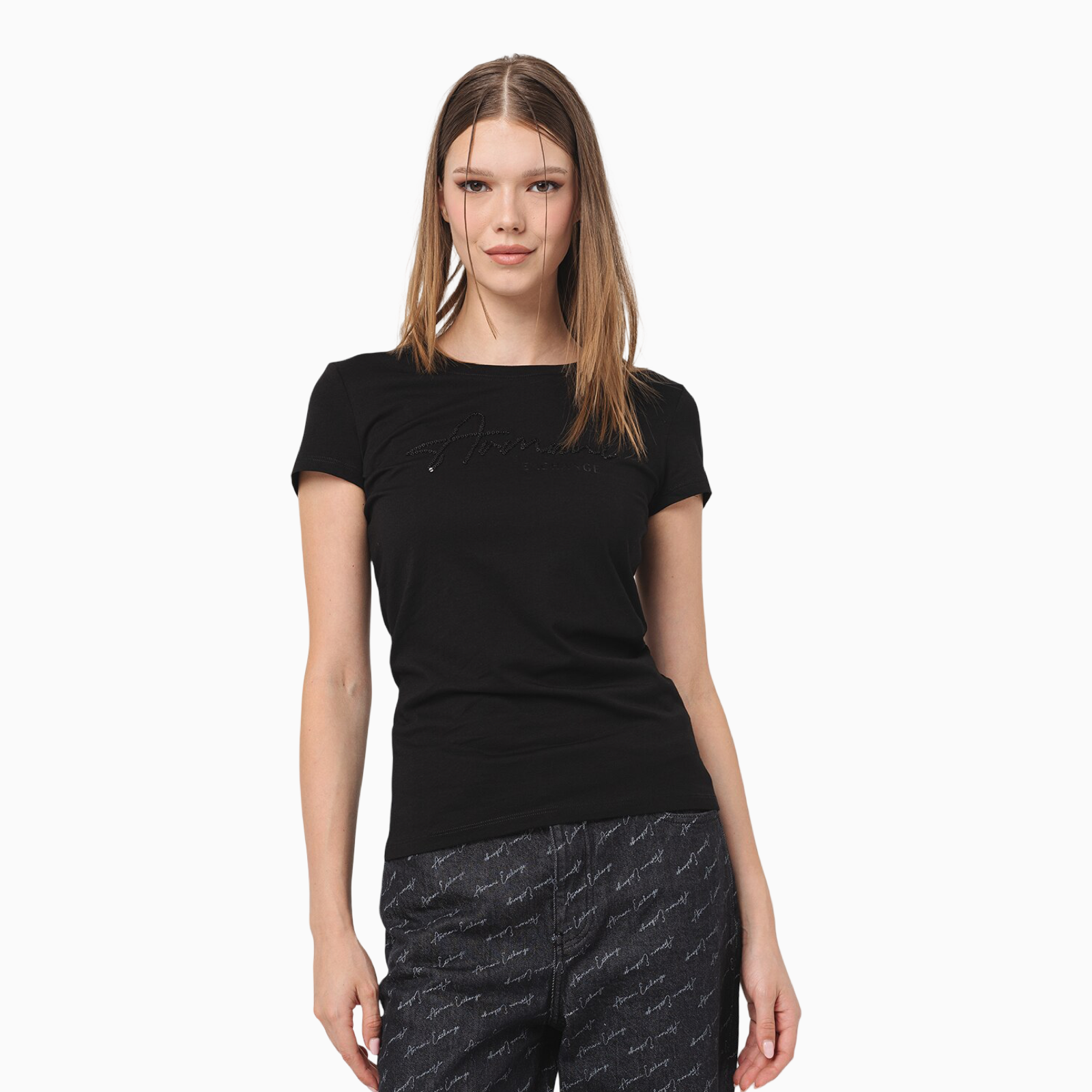 Дамска черна тениска Armani Exchange 6DYT51 YJG3Z 1200 Front