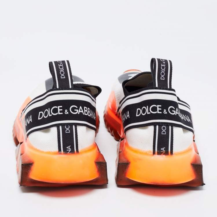 Дамски маратонки Dolce & Gabbana Black White Orange Slip On Sorrento Sneakers