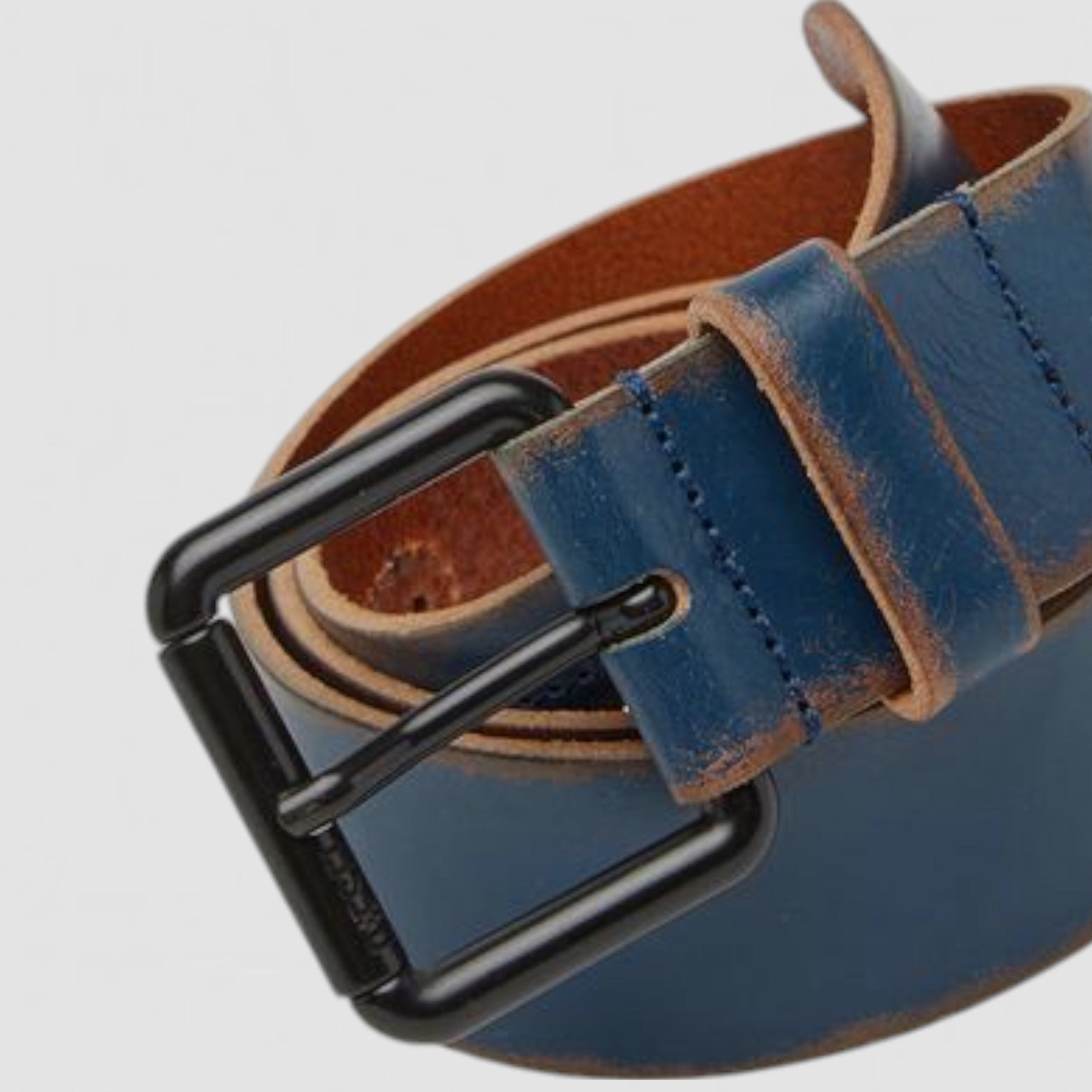 Мъжки колан от естествена кожа в тъмно синьо DIESEL B-PAINT Men’s Genuine Leather Belts Vintage Washing Metal Buckle Casual X09404PR697 T6083