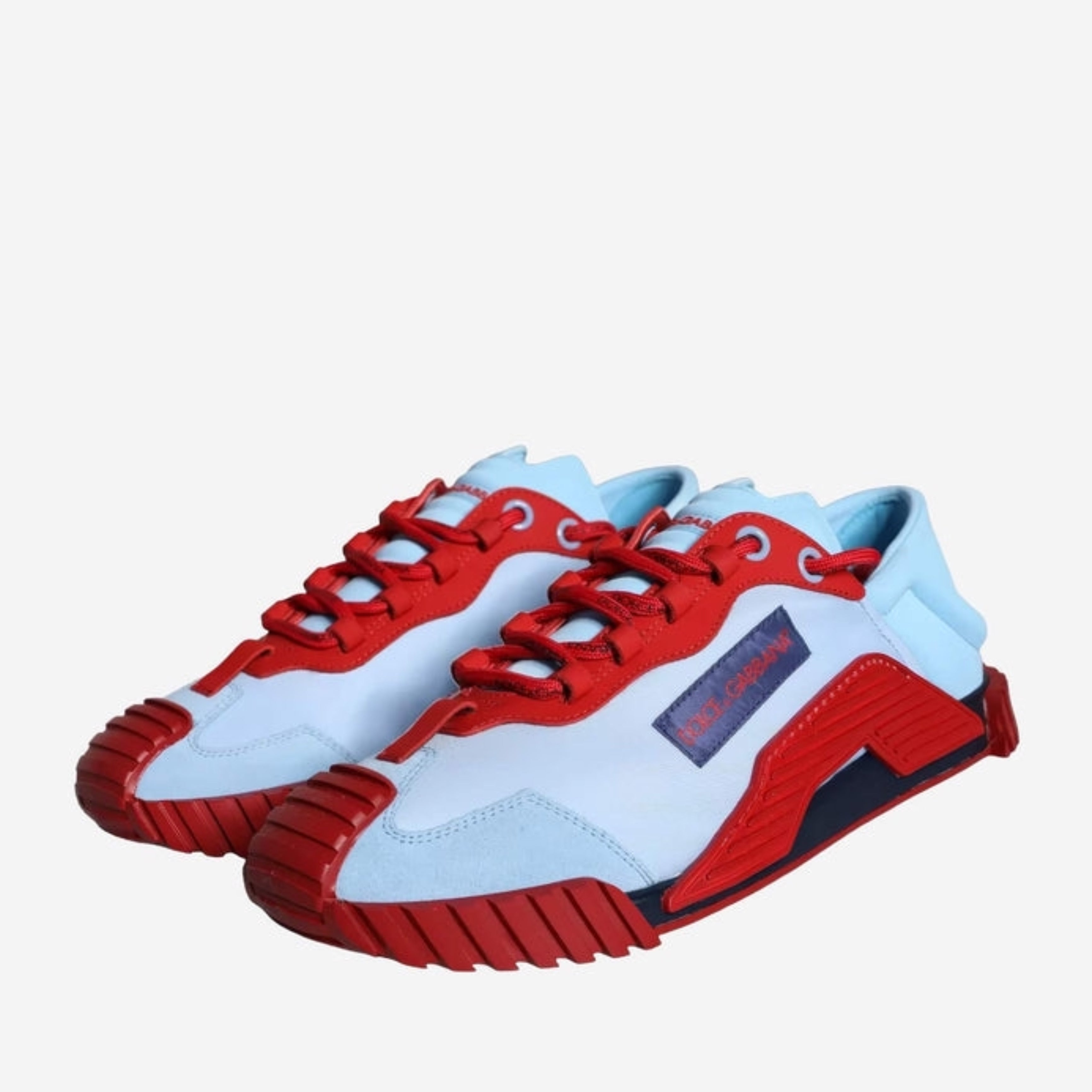 Мъжки луксозни кецове в светло синьо и червено Dolce & Gabbana Men’s Light Blue / Red NS1 Low Top Sneakers