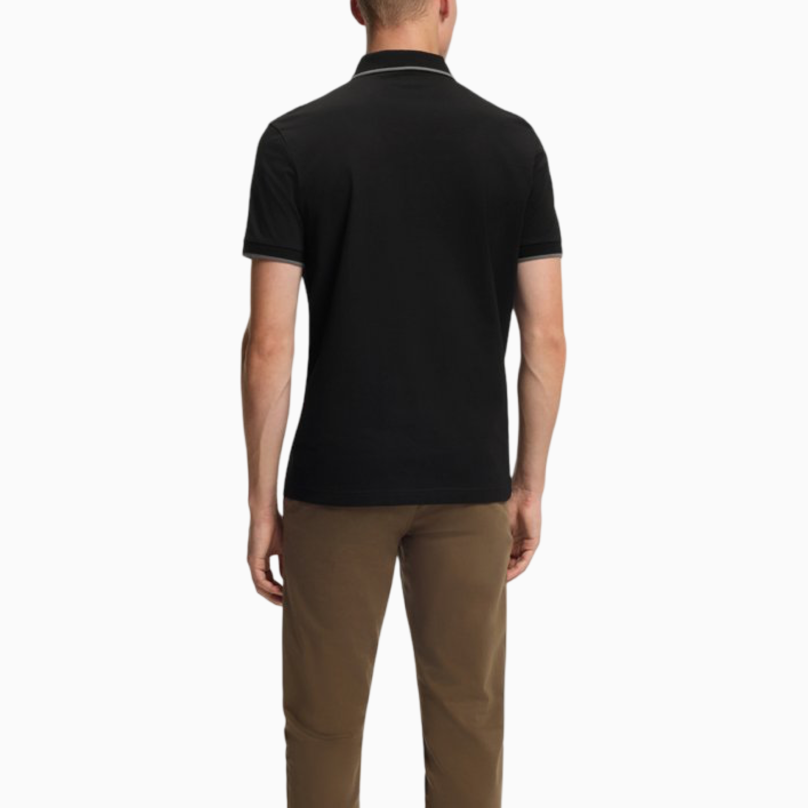 Мъжка черна поло тениска Boss Passertip Men Polo 50507699 001 Back View