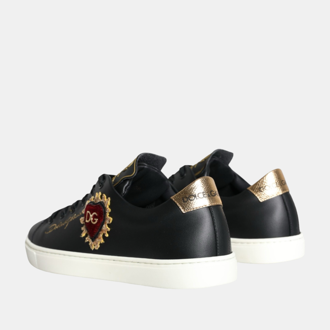 Дамски черни кецове Dolce & Gabbana Black Portofino Sacred Heart Sneakers