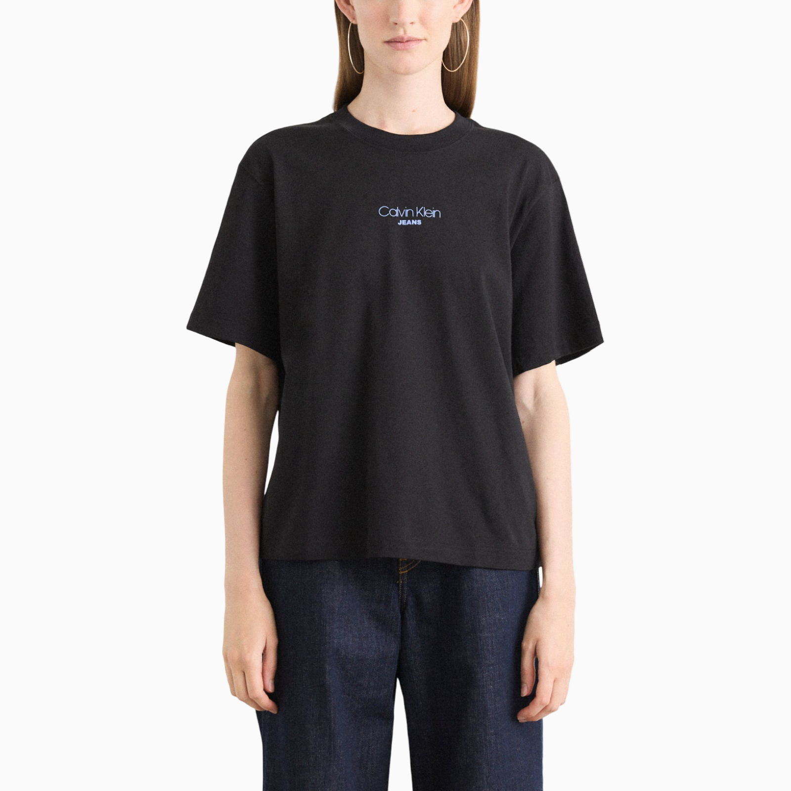 Дамска черна тениска Calvin Klein Jeans Women T-shirt LV047C858G Front View