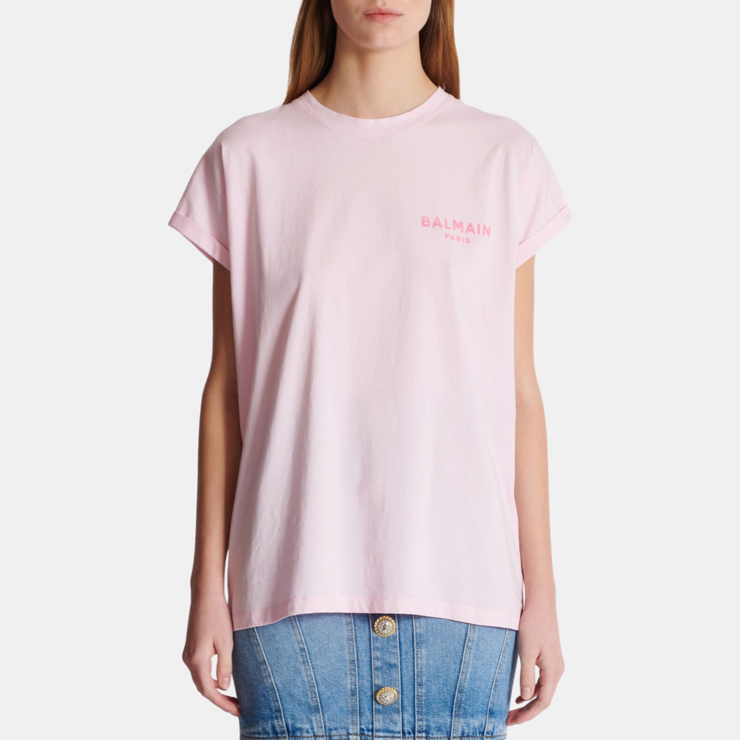 Дамска розова тениска Balmain Logoed Women T-Shirt