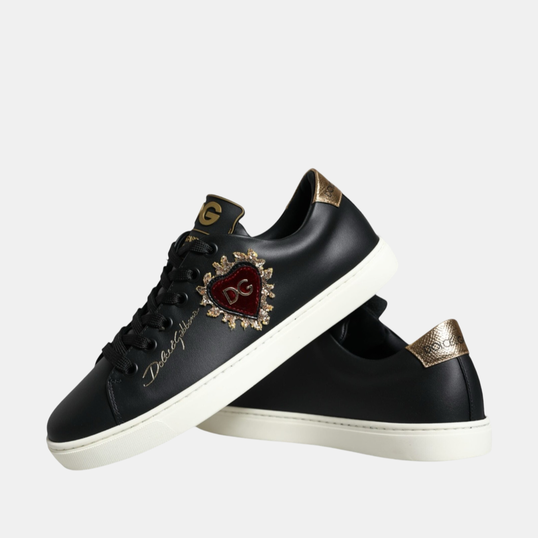 Дамски черни кецове Dolce & Gabbana Portofino Sacred Heart Women Sneakers