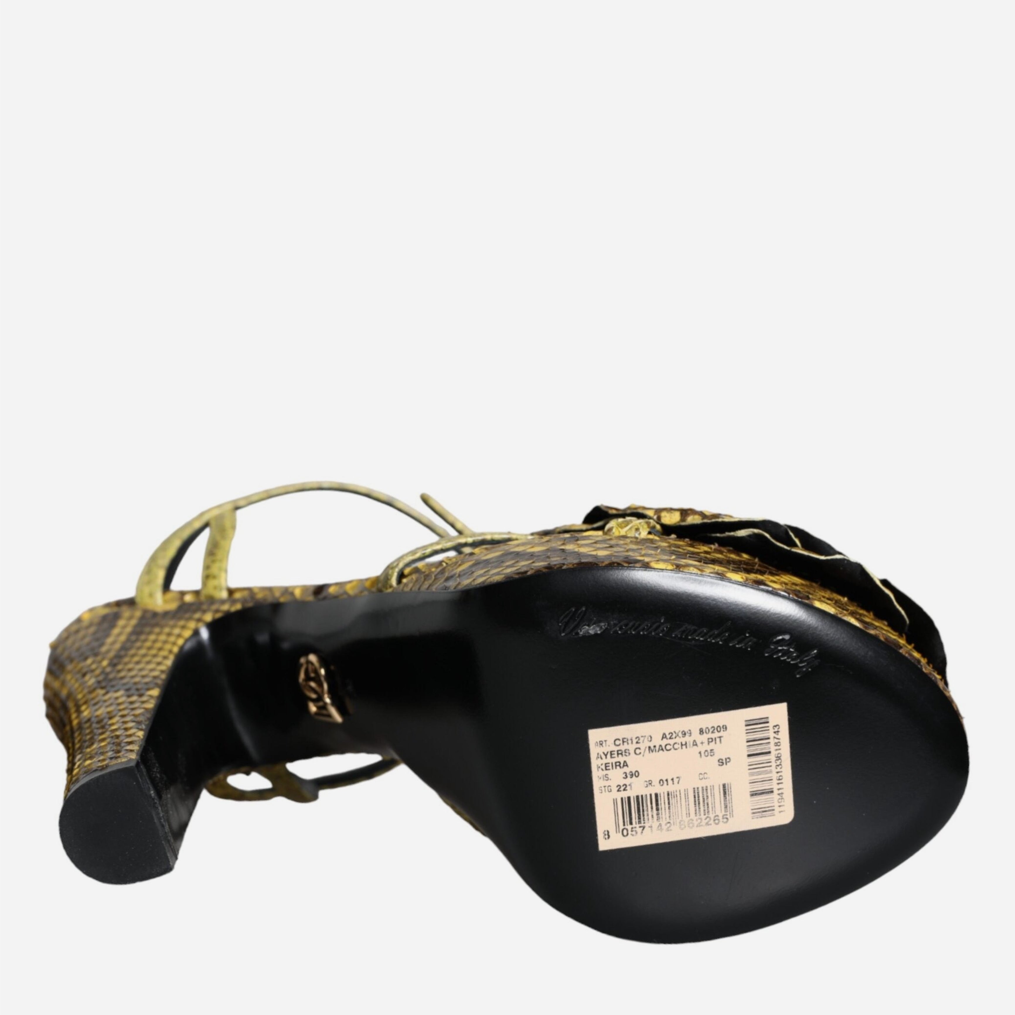 Дамаки луксозни сандали на висок ток от кожа на питон в жълто DOLCE & GABBANA Women’s Luxury Yellow Python Leather Heels Sandals
