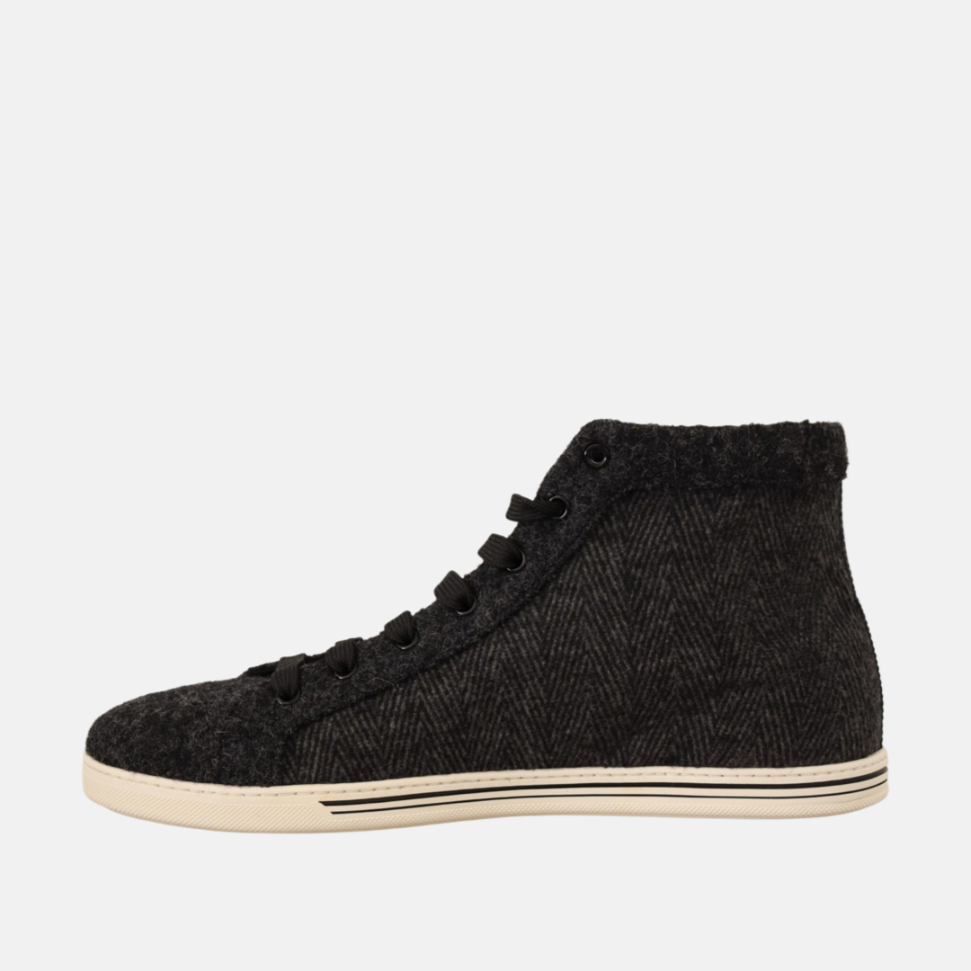 Мъжки високи кецове Dolce & Gabbana Elegant High Top Cotton/Wool Sneakers