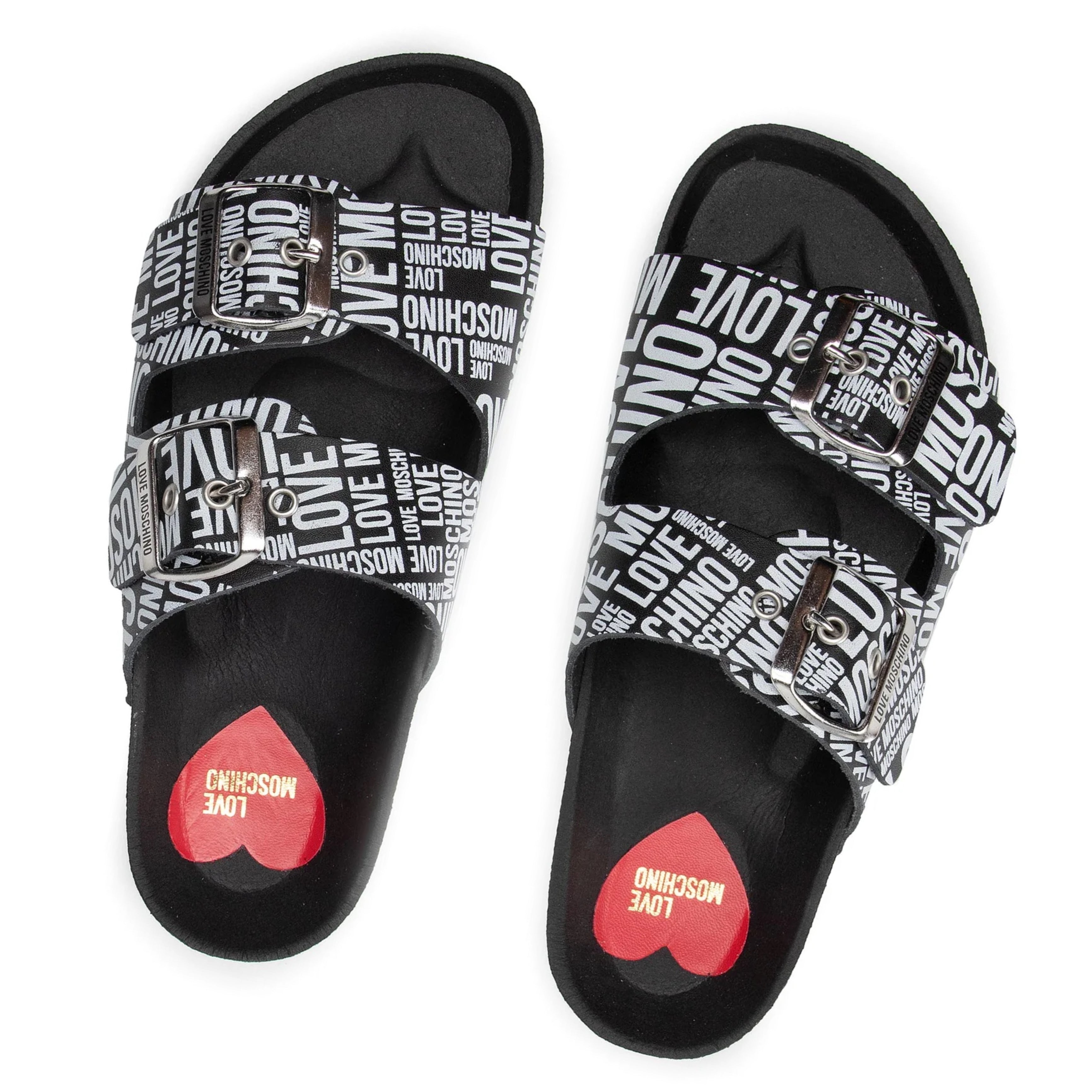 Дамски сандали чехли тип Birkenstock - Love Moschino JA28073G1EIJ000A в черни