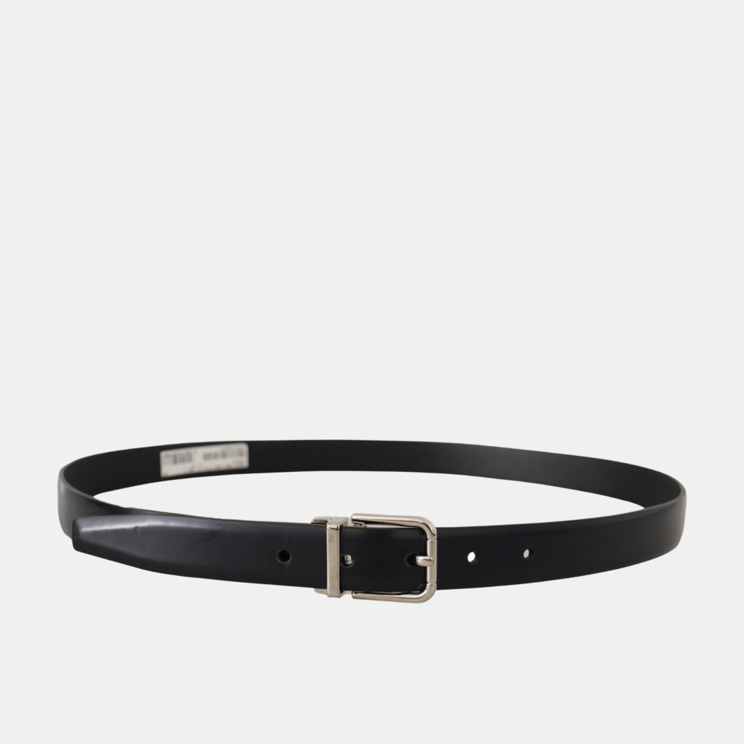 Dolce & Gabbana Leather Men Belt with Metal Buckle