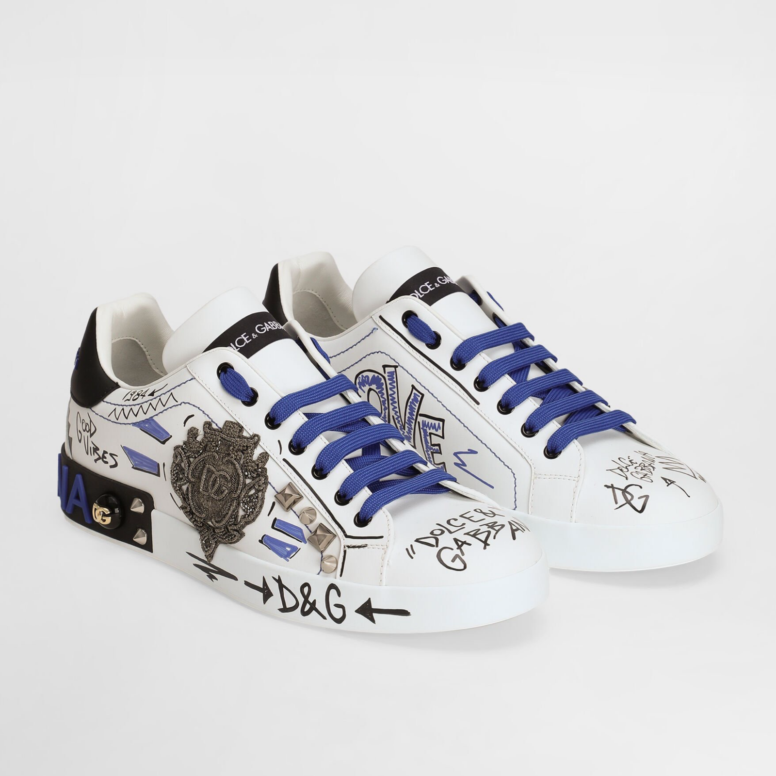 Dolce & Gabbana Portofino Logo Patch Men Sneakers CS1772 AH4948 T827 Medial View