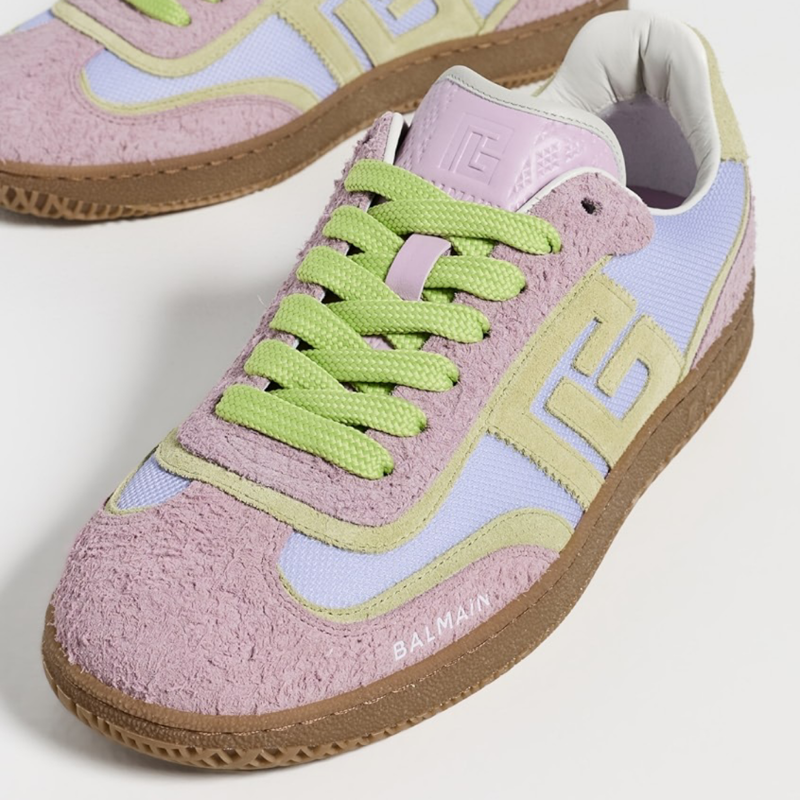 Balmain Swan Suede Leather And Mesh Sneakers GN0VI769TECHQEI Close-Up