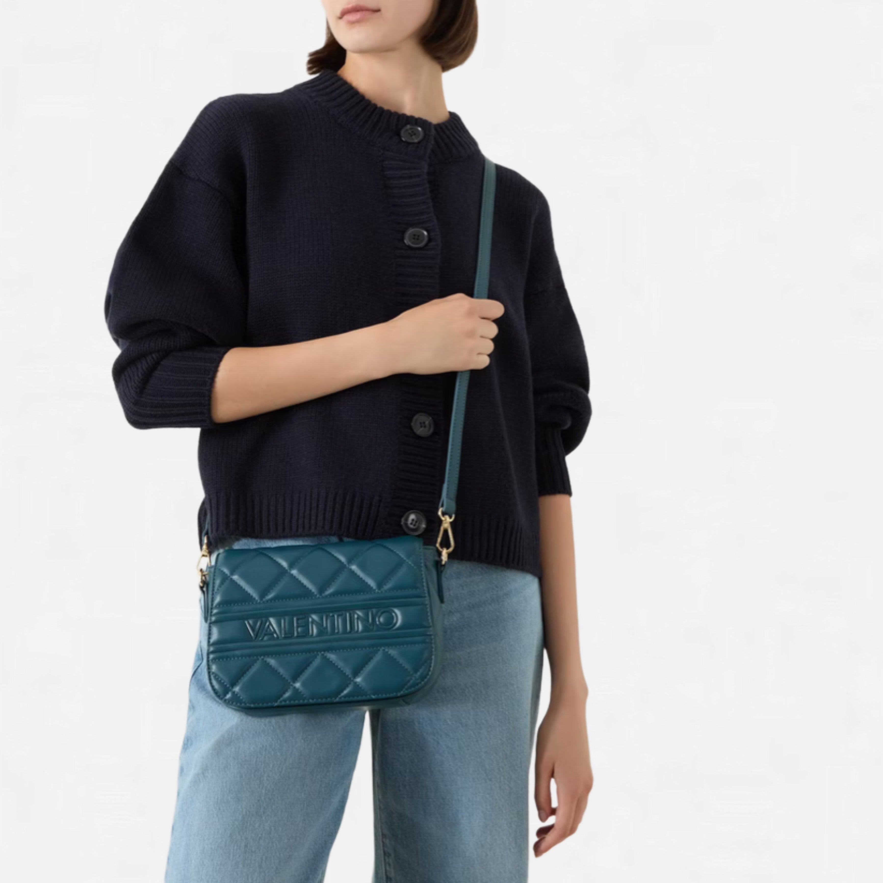 Дамска чанта за рано в синьозелено Women’s shoulder bag Valentino Ada
VBS51O09 Ottanio (Blue-Green)