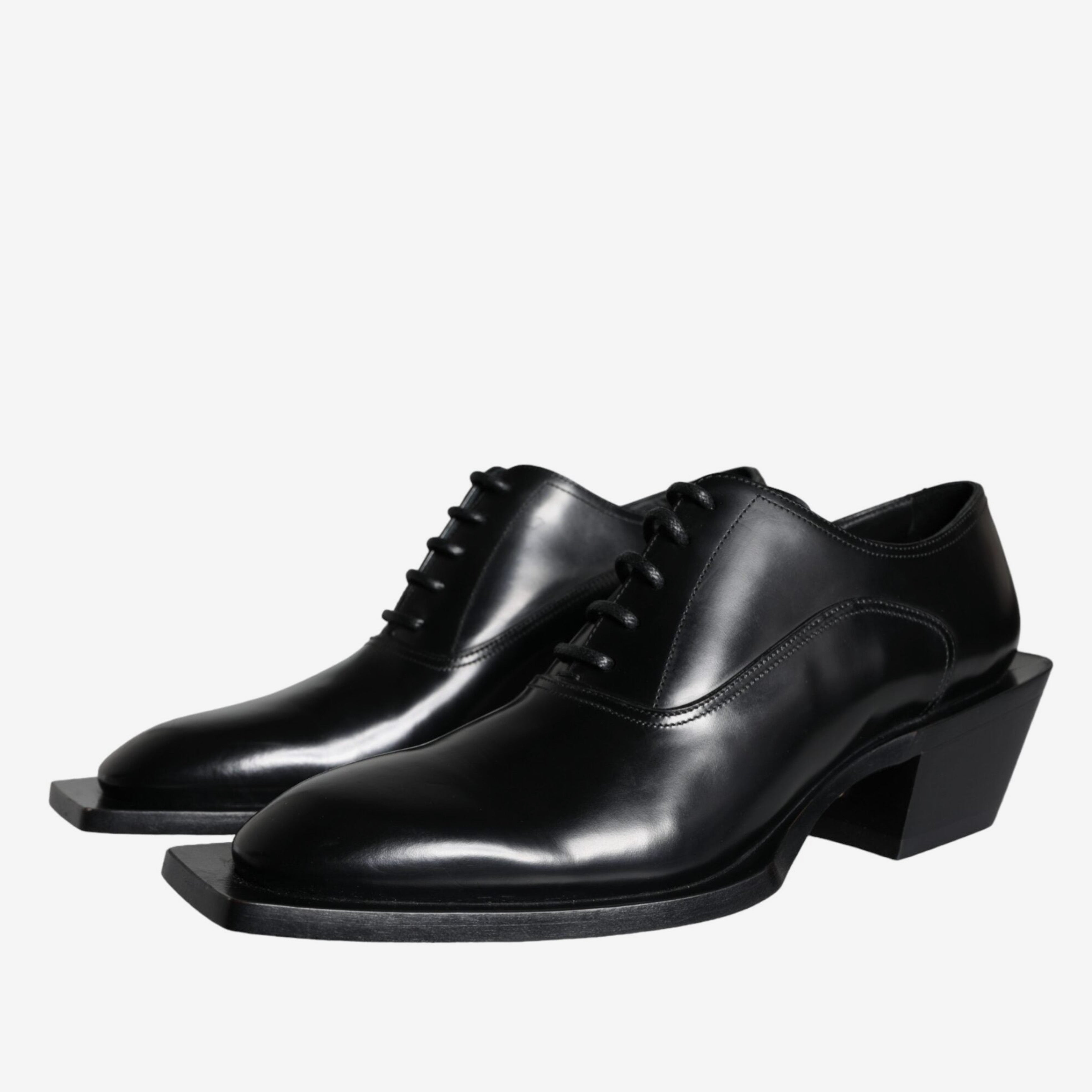 Мъжки луксозни официални обувки Dolce & Gabbana Men’s Black Calfskin Leather Derby Formal Shoes