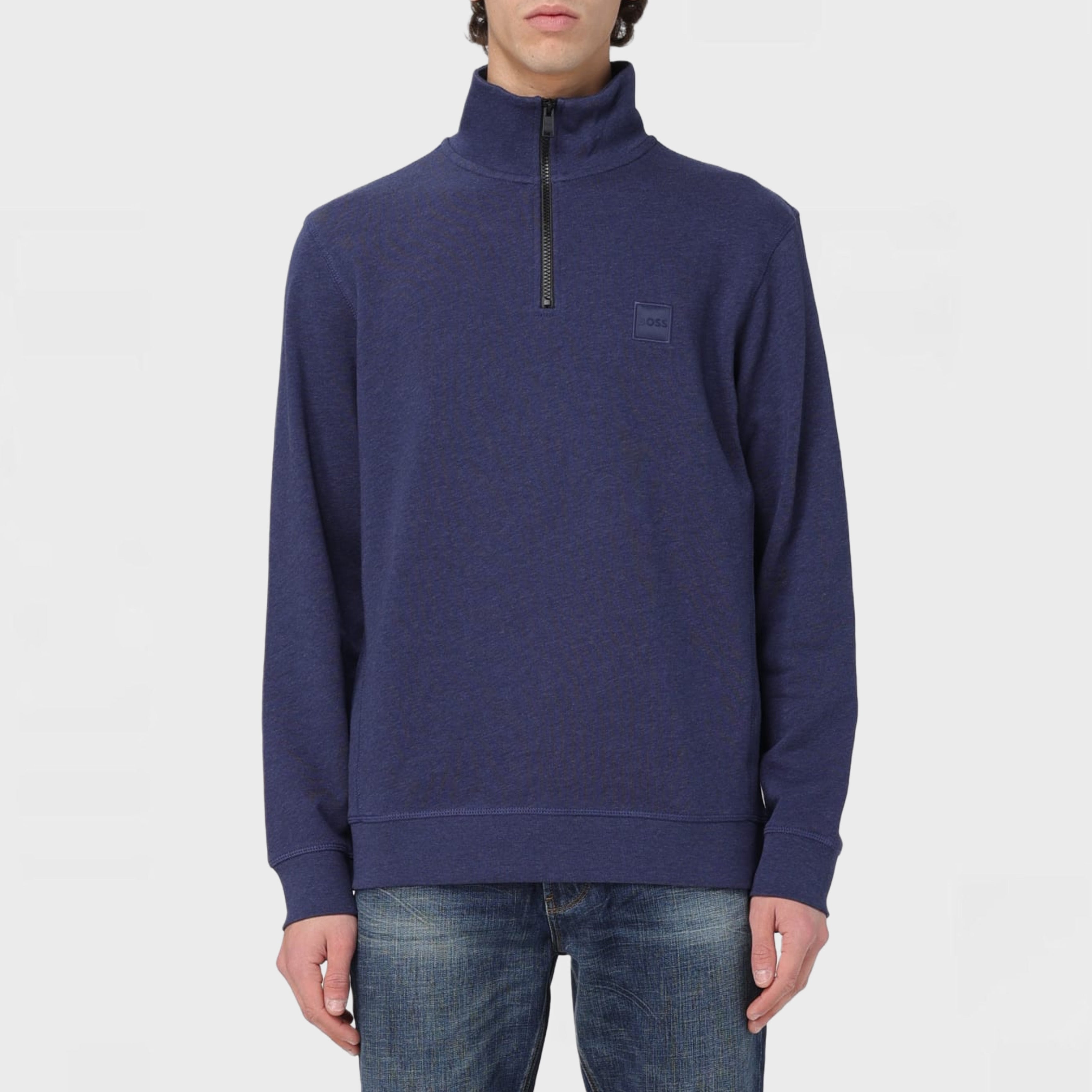 Мъжка тъмносиня блуза с цип Hugo Boss Men’s halfzip sweatshirt Zetrust 50468926 418