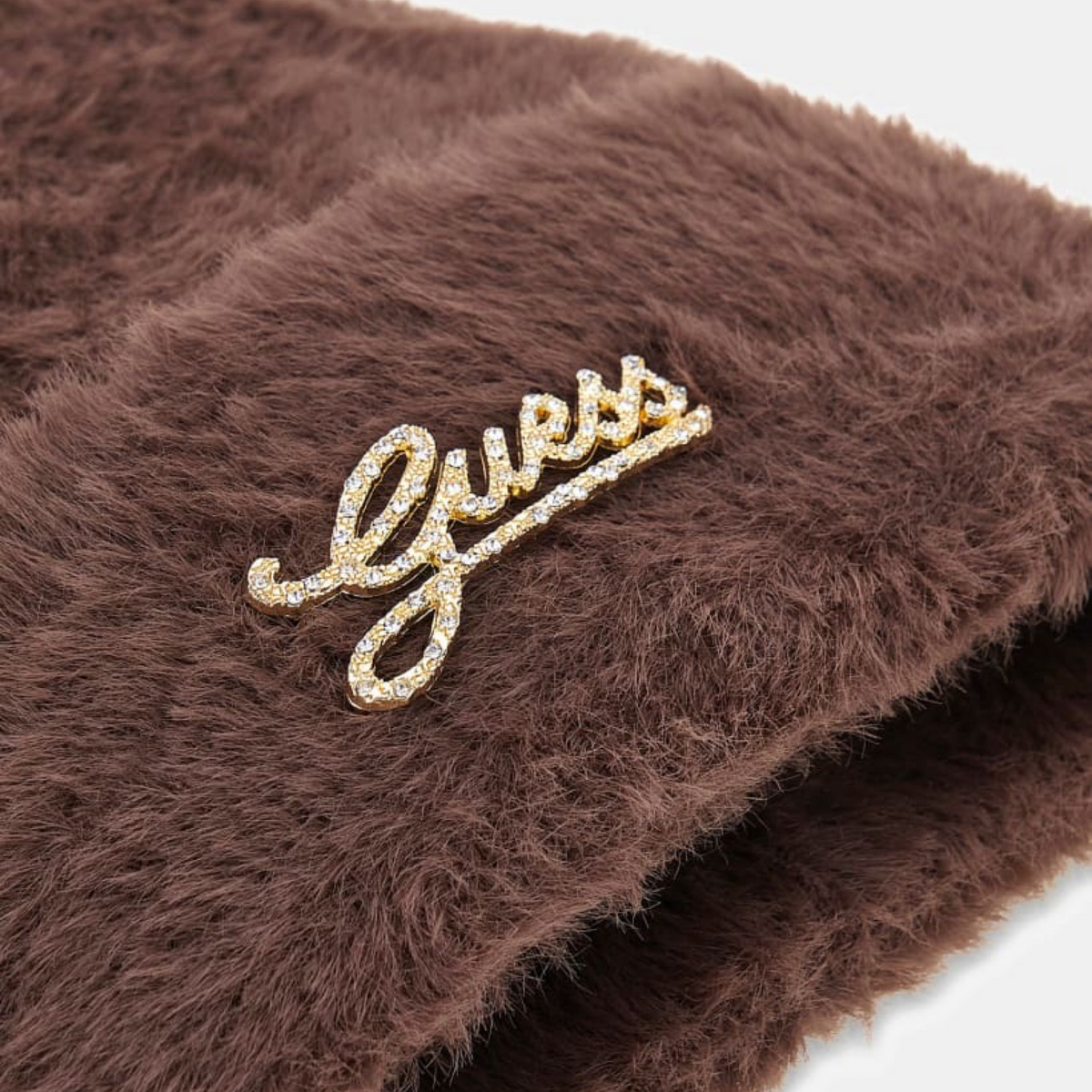Дамска кафява зимна шапка Guess Women Knitted Beanie AW5633POL01 BTC Close-Up