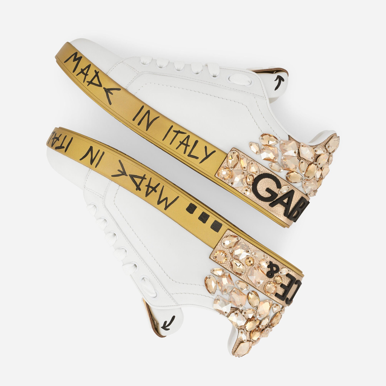 Dolce & Gabbana Portofino Crystals Men Sneakers Medial View