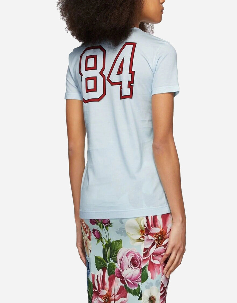 Дамска памучна тениска DOLCE & GABBANA Women’s FREE LOVE Luxury Light Blue Cotton T-shirt