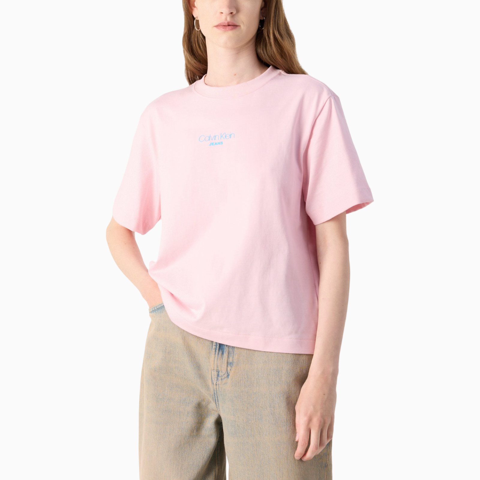 Дамска розова тениска Calvin Klein Jeans Women T-shirt LV047C858G Front View