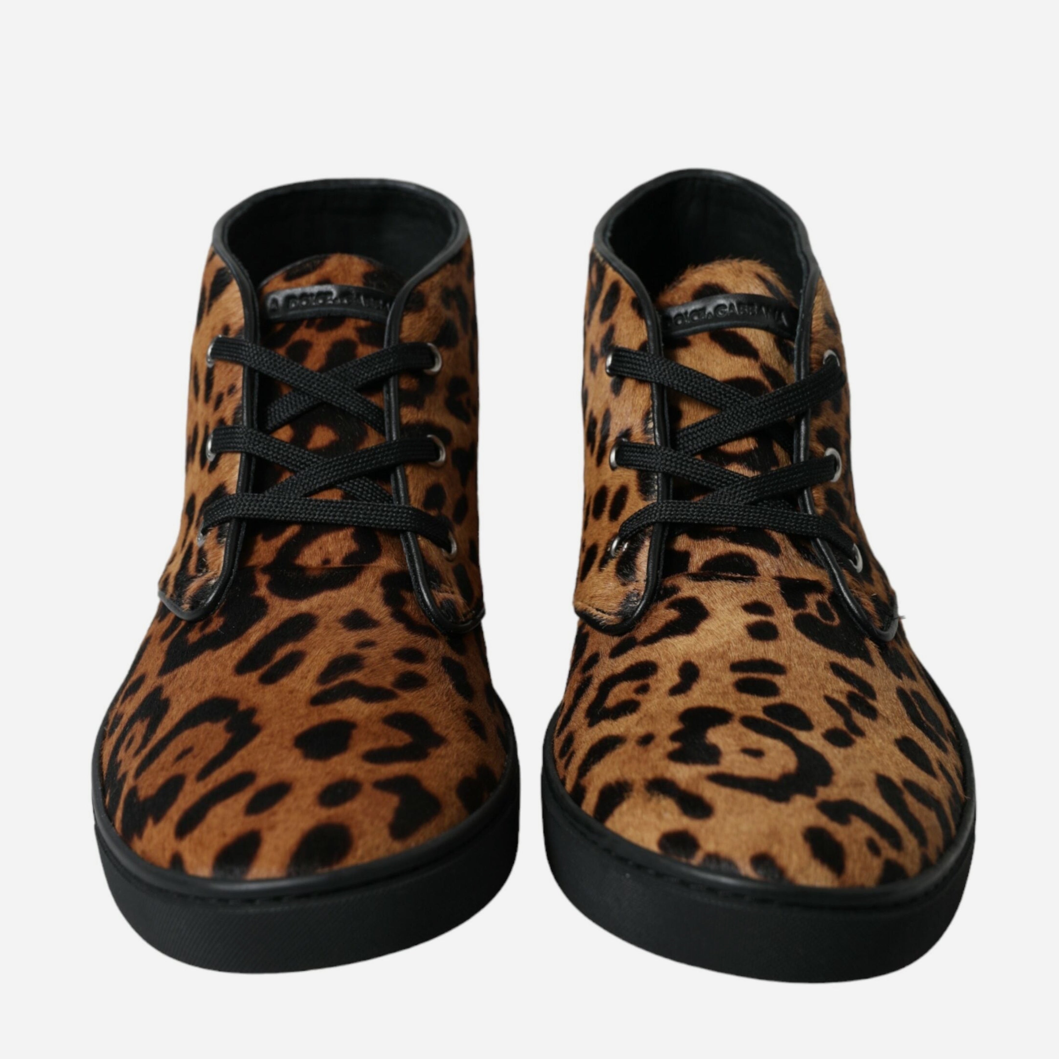 Мъжки луксозни леопардови кецове с косъм Dolce & Gabbana Men’s Elegant Leopard Print Mid-Top Sneakers