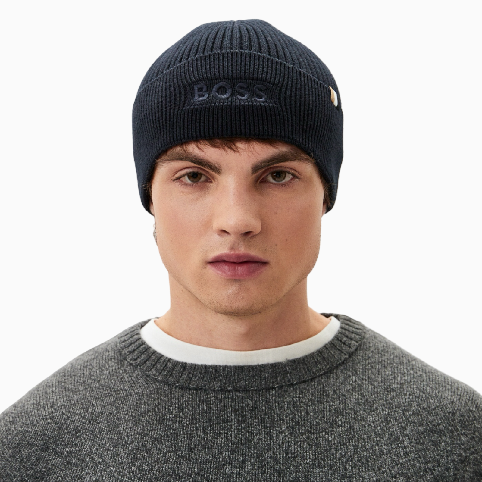 Мъжка синя зимна шапка Boss Men Hat 50522427 Model View
