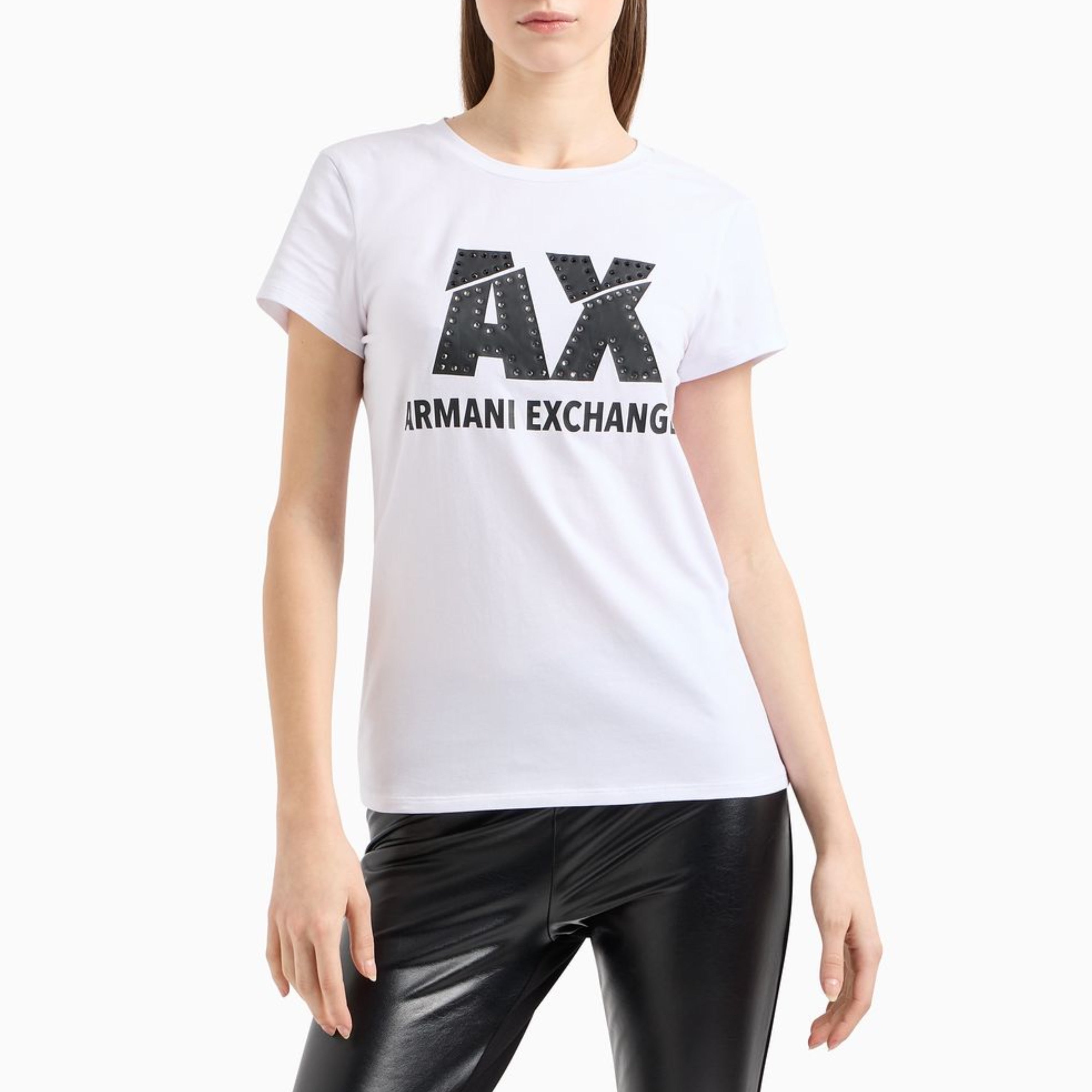 Дамска тениска в бяло с кръгло деколте Armani Exchange 8NYT86 Y8C7Z 11000 нова колекция