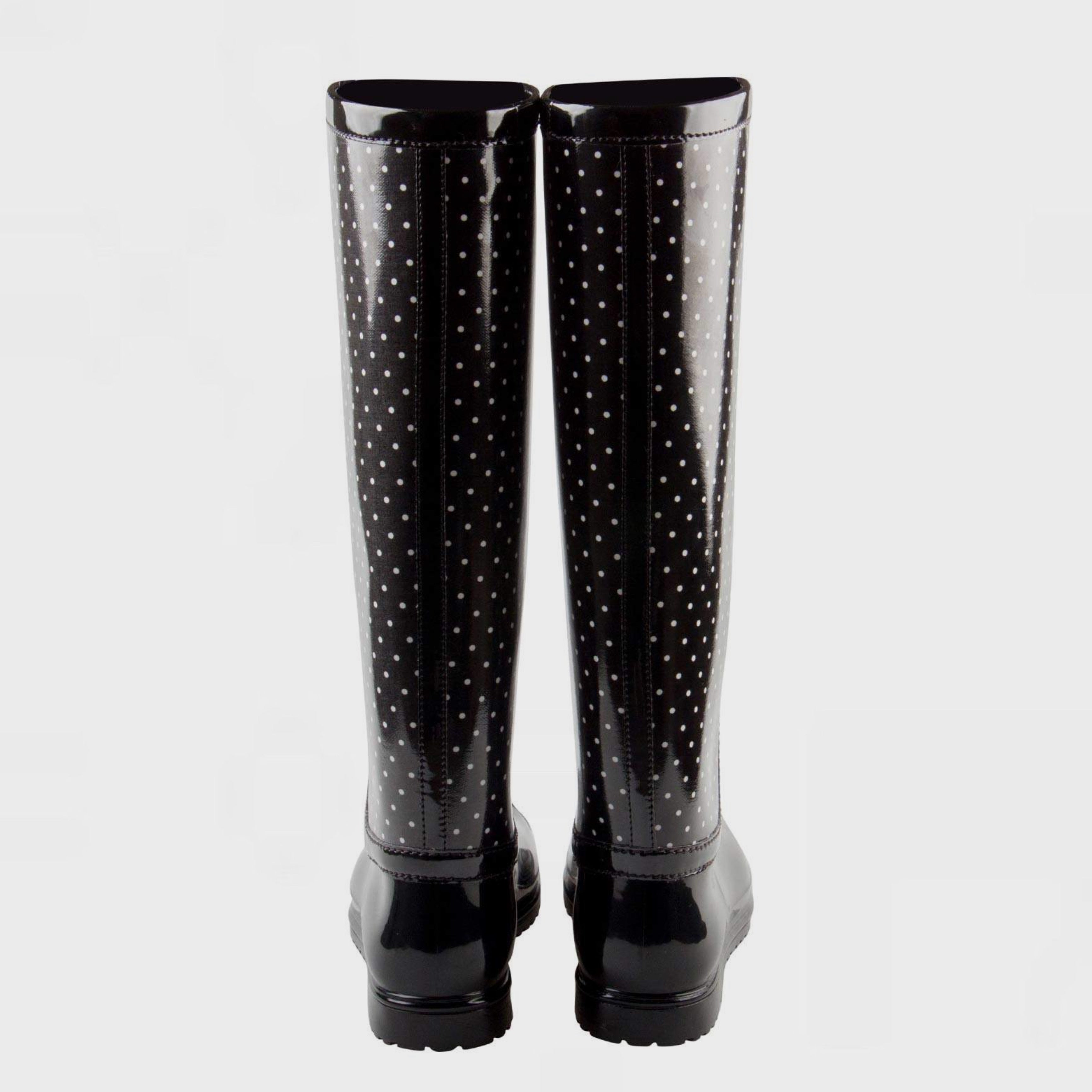 Дамски гумени ботуши за дъжд Dolce & Gabbana Women’s Black Polka Dot Rubber Knee High Boots