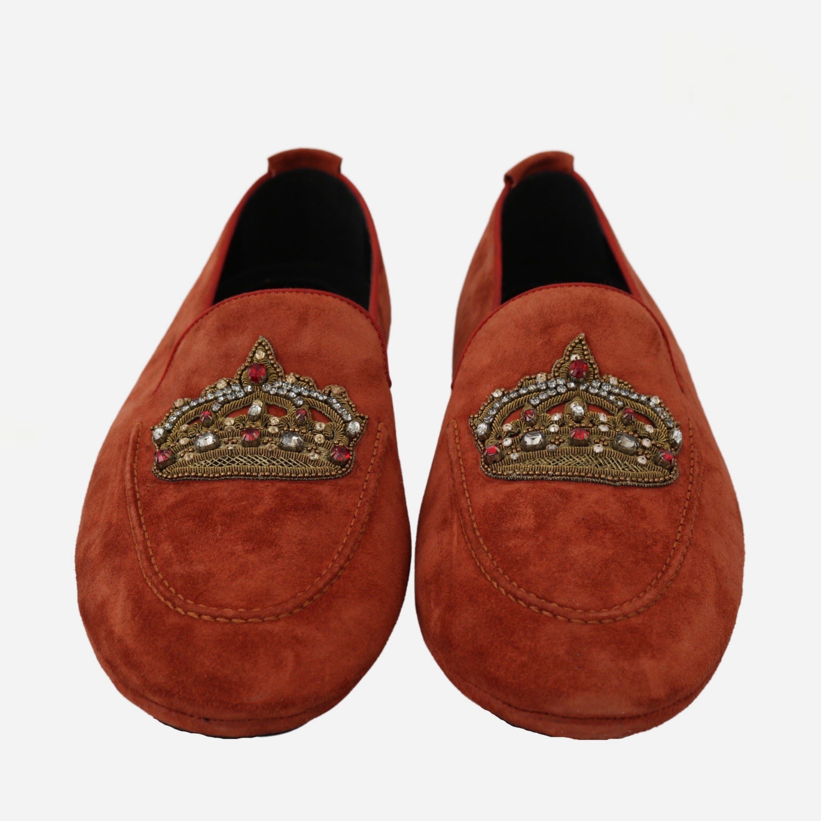 Мъжки мокасини от естествен велур в оранжево Dolce & Gabbana Men’s Elegant Orange Suede Moccasin