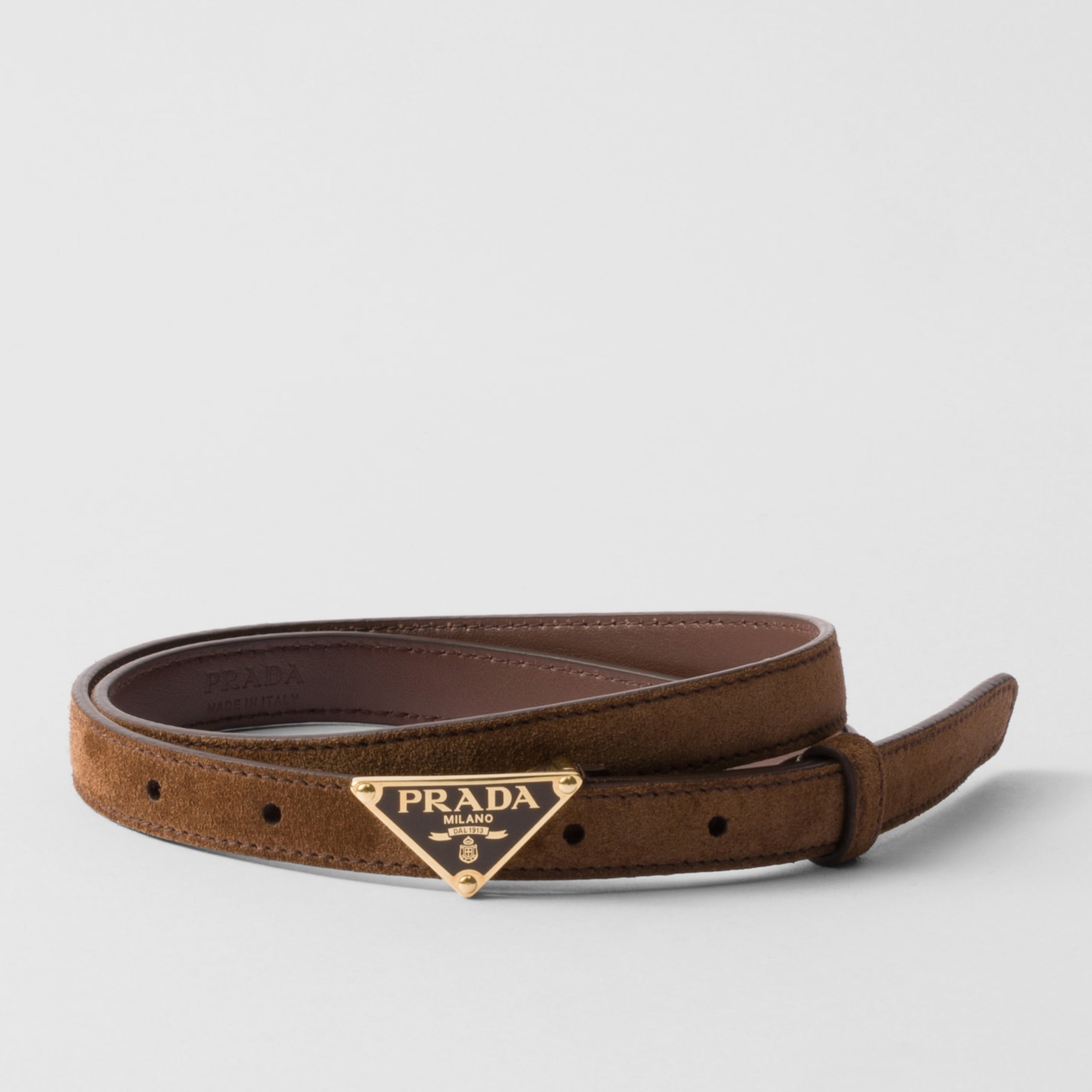 Дамски колан от естествена saffiano кожа Women’s belt PRADA 1CC62154F0324 Cocoa brown front view