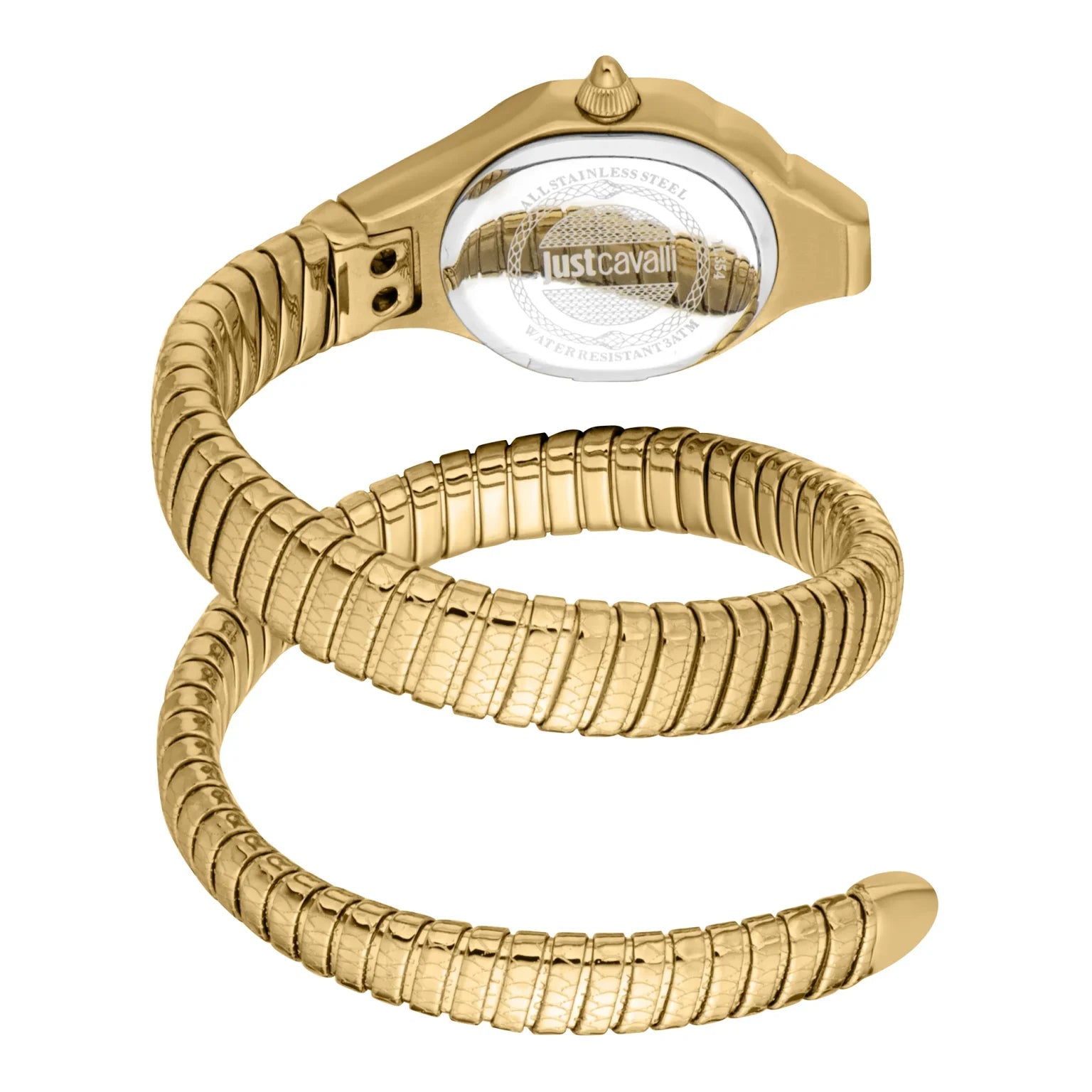 Дамски часовник Women’s watch Just Cavalli Signature Snake Fiore JC1L354M0025 Yellow Gold Silver back view