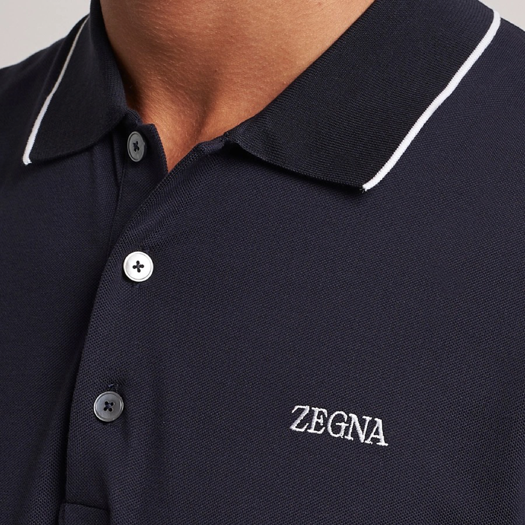 Мъжка тъмно синя поло тениска ZEGNA Men Polo Shirt