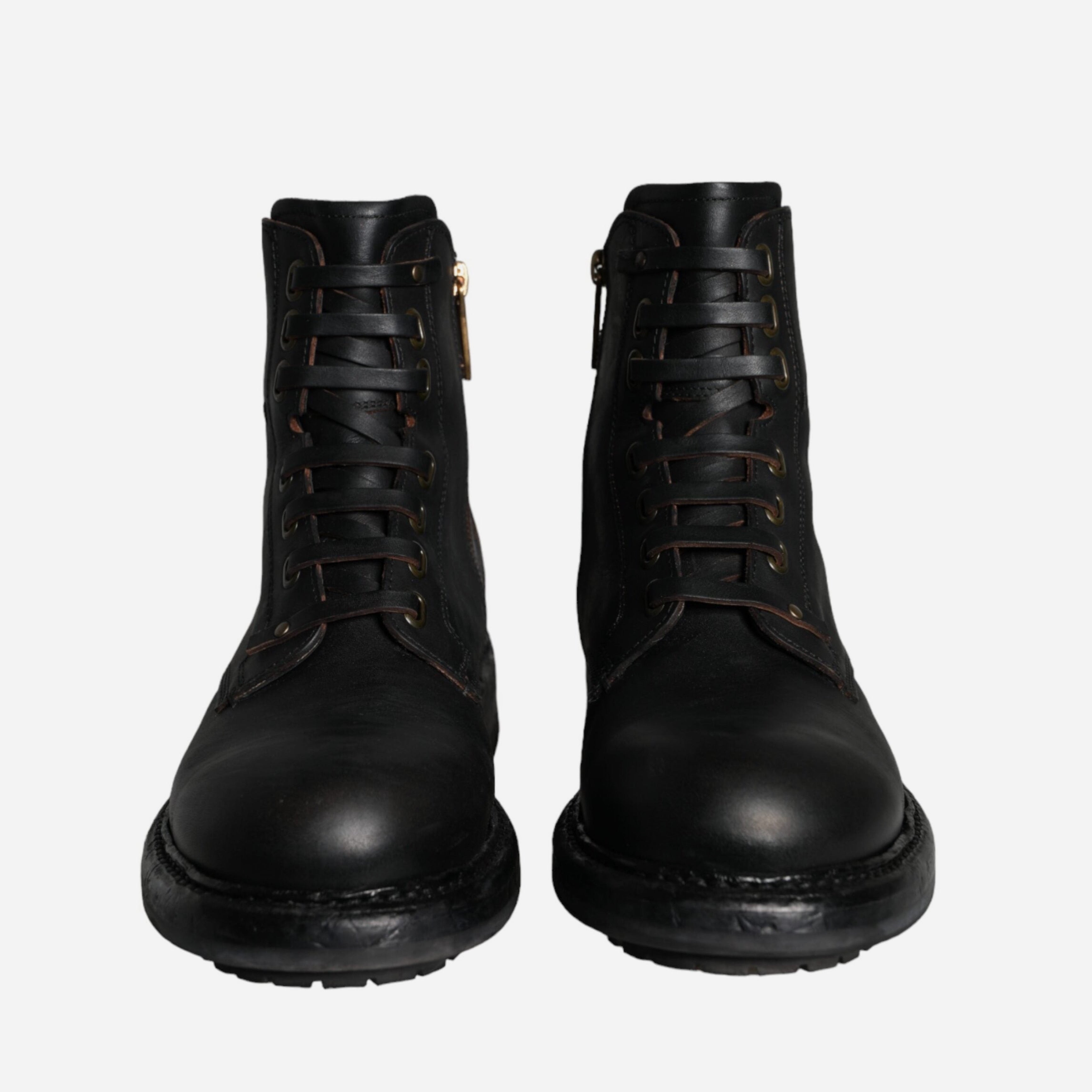 Мъжки боти кубинки от естествена кожа Dolce & Gabbana Men’s Black Leather Ankle Boots