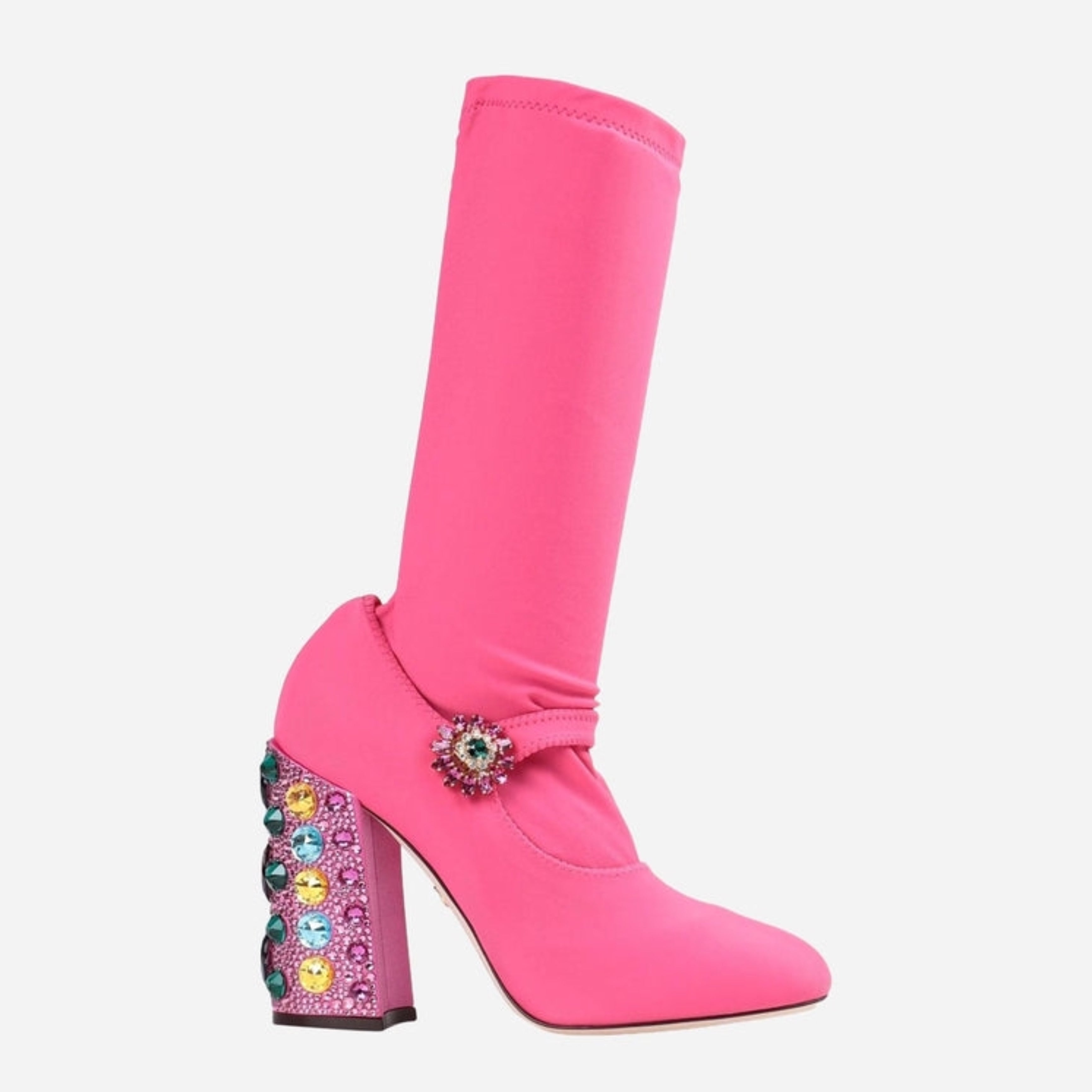 Дамски луксозни розови боти с чорап и кристали DOLCE & GABBANA
Women’s Pink Nylon Crystal Vally Socks Boots