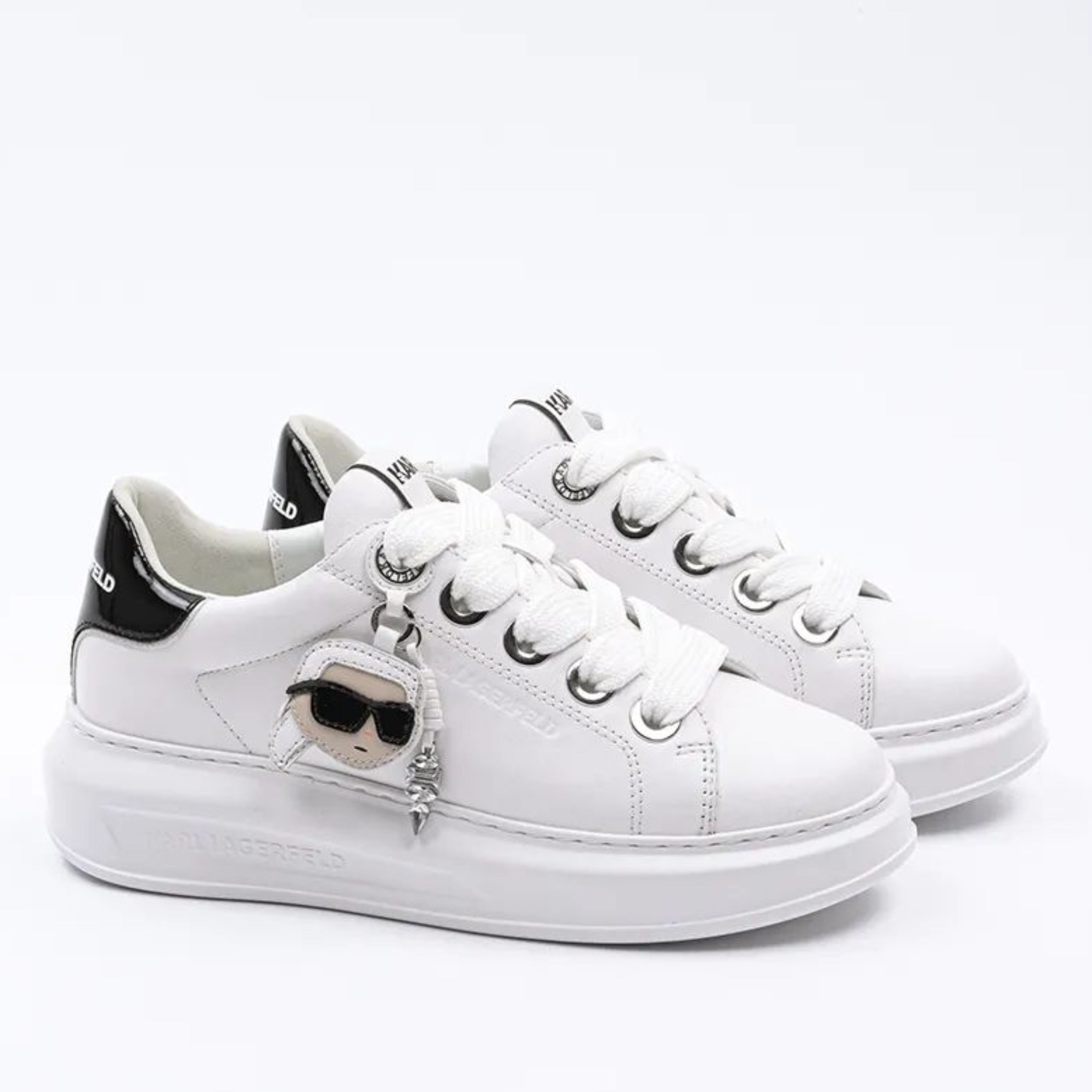 Дамски луксозни кецове от естествена кожа в бяло Women’s sneakers Karl Lagerfeld KAPRI KL62576T 011 White