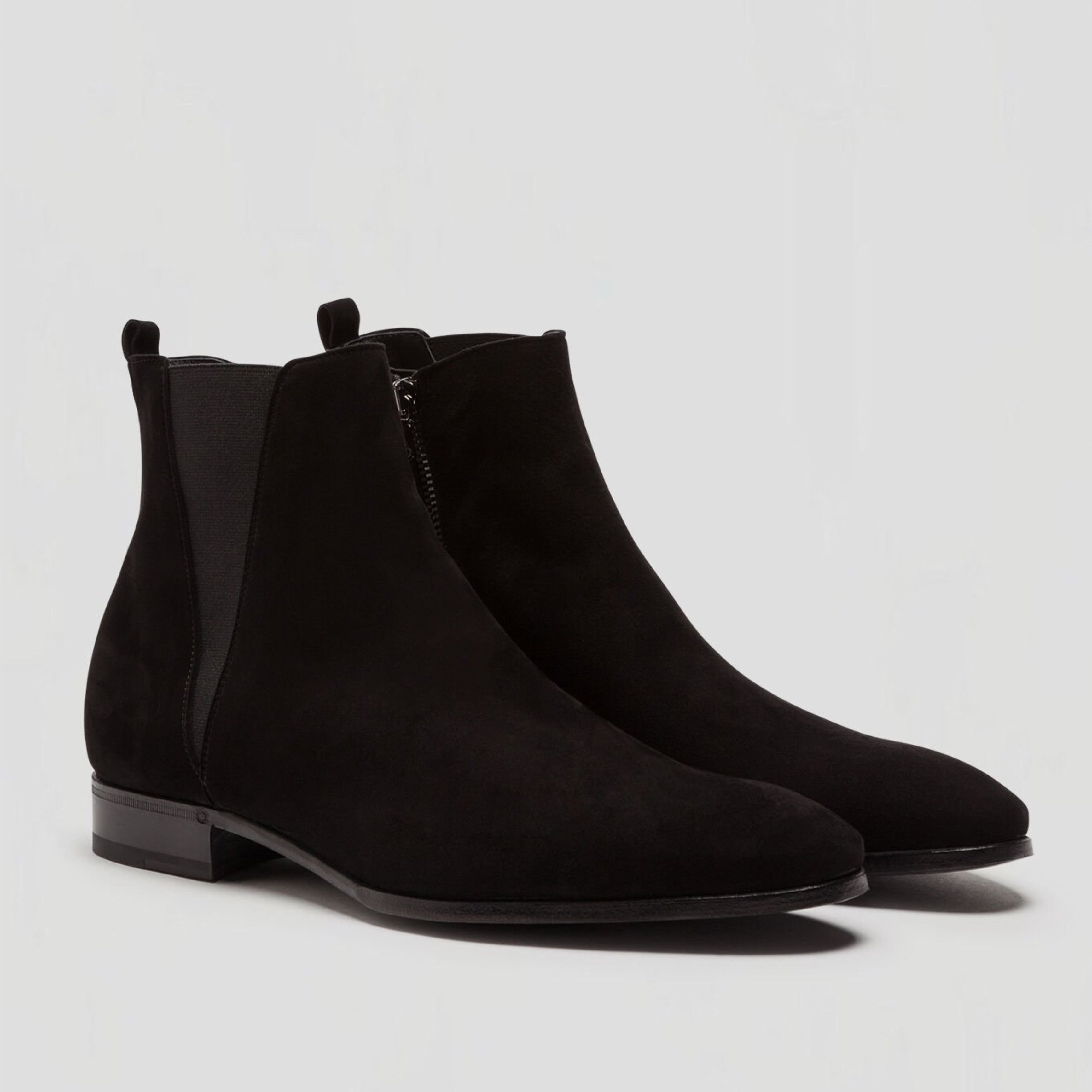 Мъжки луксозни черни велурени боти тип Челси DOLCE & GABBANA Men’s Naples Luxury Suede Leather Chelsea Ankle Boots