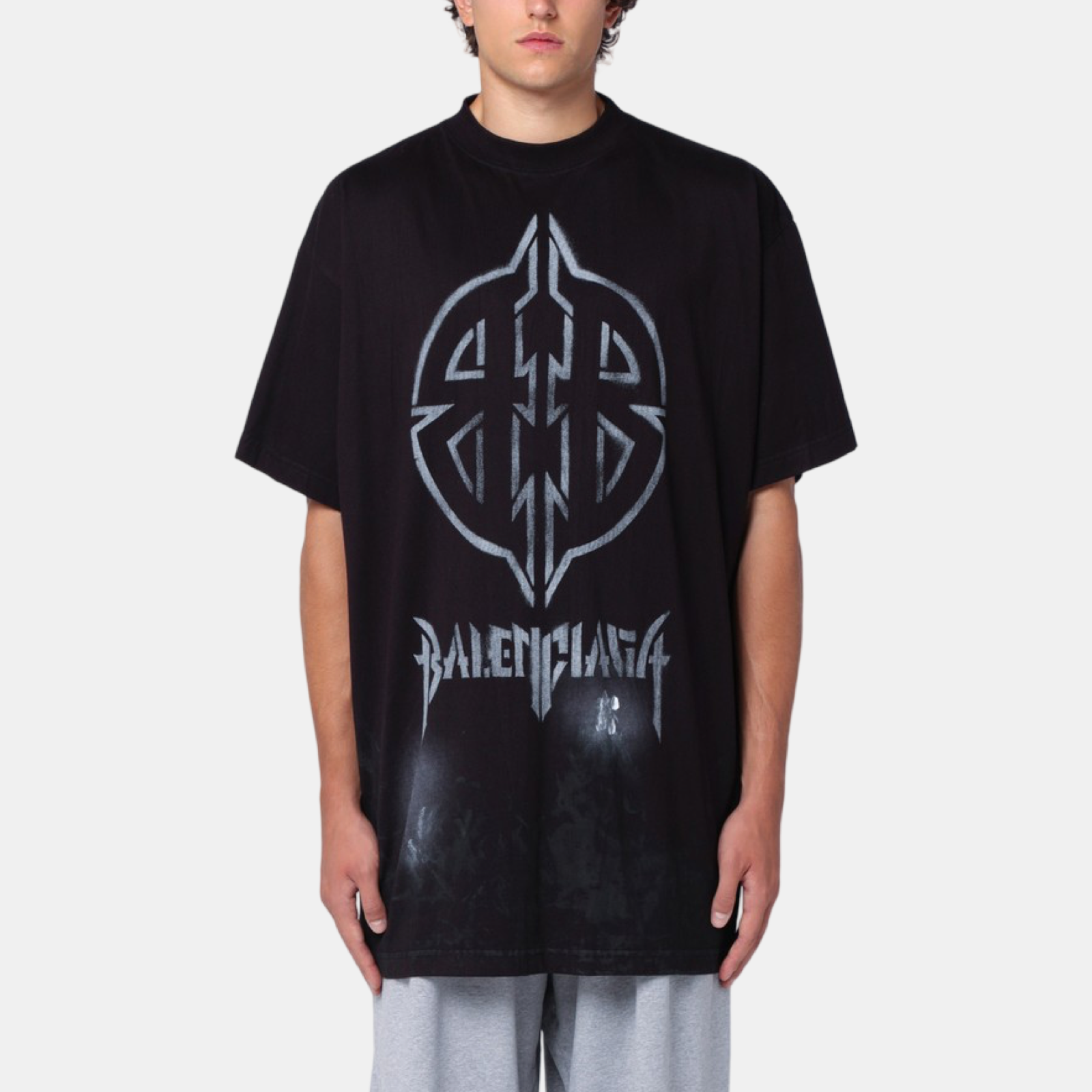 Мъжка черна тениска Balenciaga Metal BB Men T-Shirt