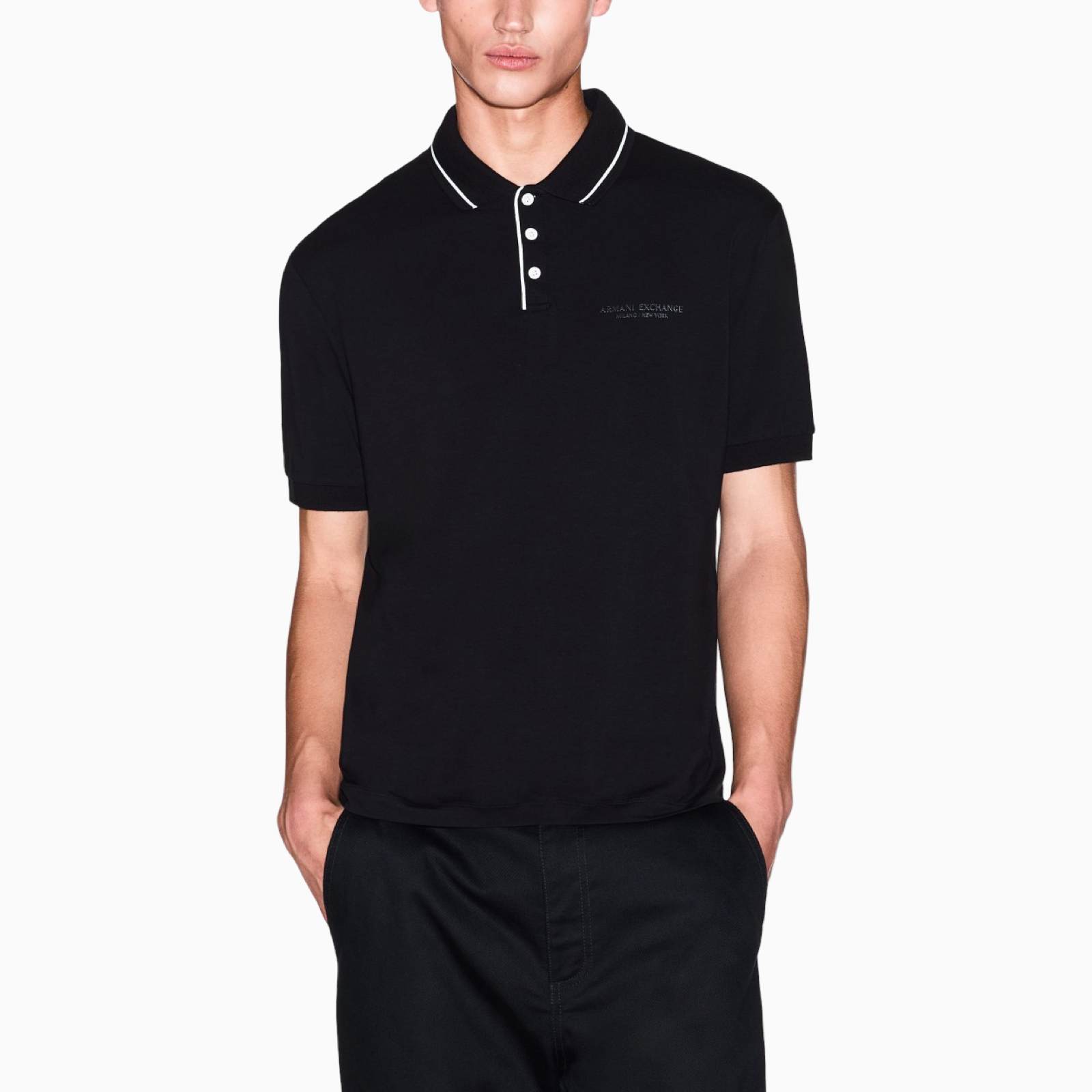 Мъжка черна поло тениска Armani Exchange Men Polo XM001557 AF10363 UC001 Front View