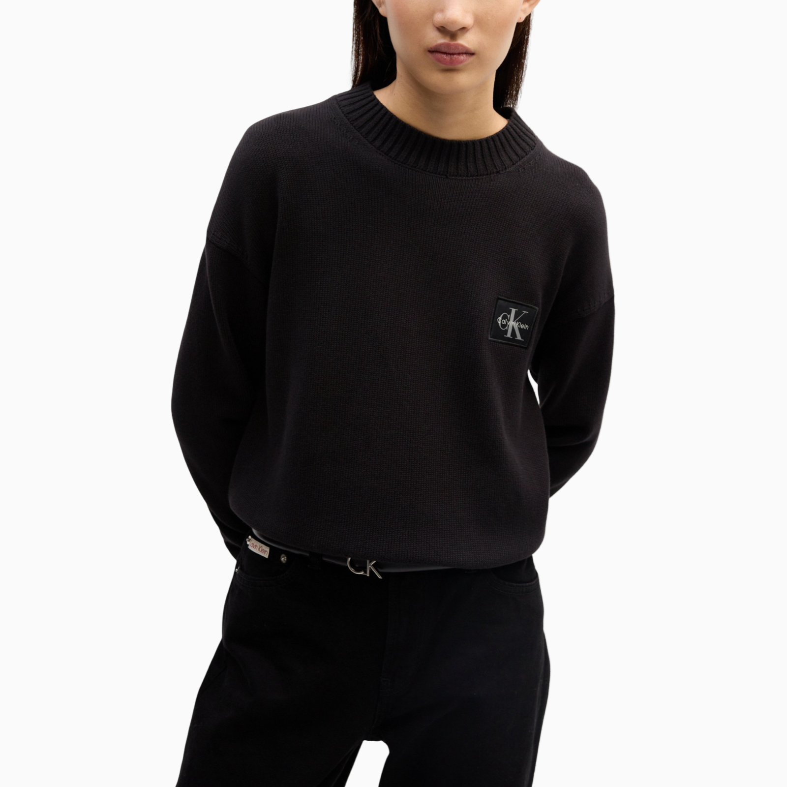 Дамски черен пуловер Calvin Klein Jeans Women Sweater LV047D351G Front View