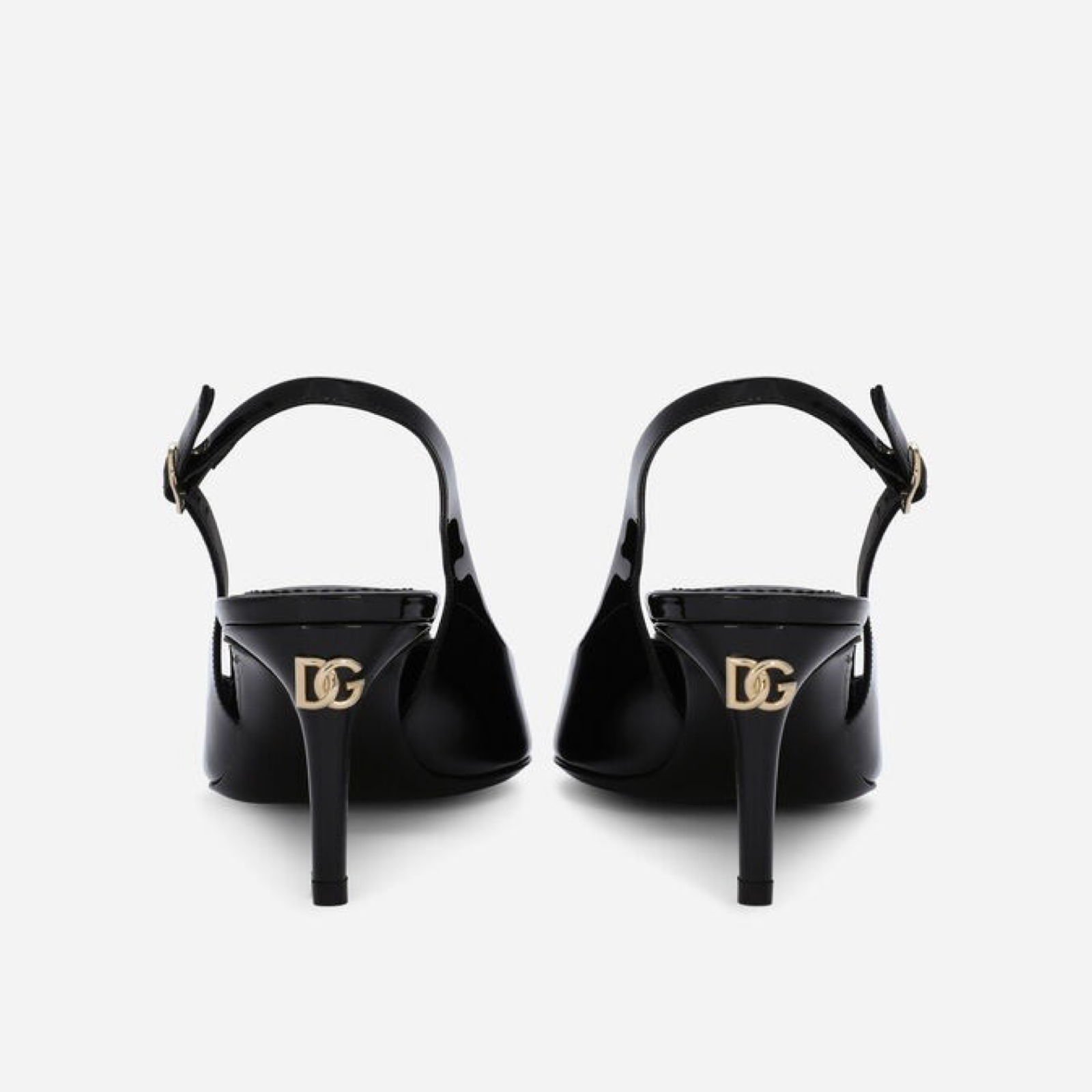 Dolce & Gabbana Cardinale Patent Leather Slingbacks Heel View