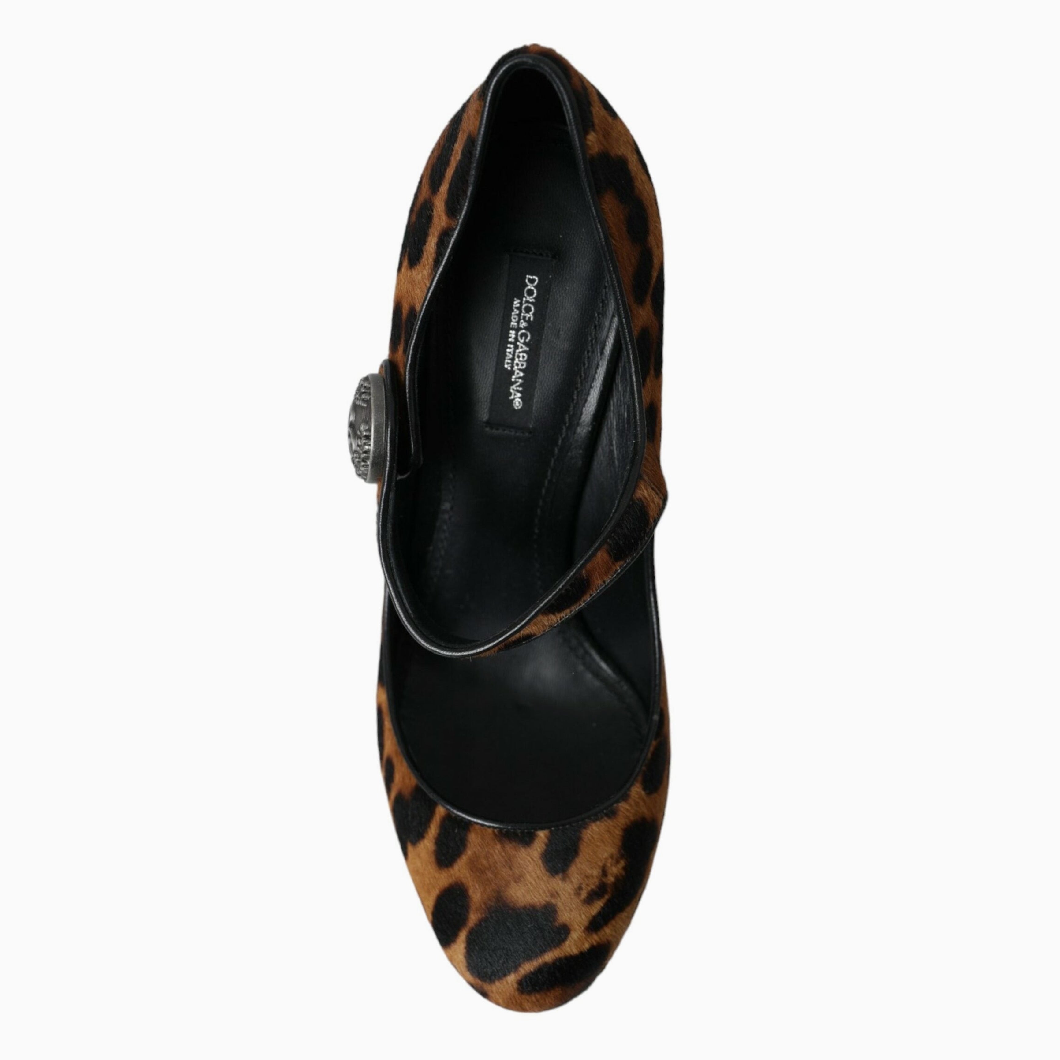 Дамски луксозни обувки на висок ток Dolce & Gabbana Mary Jane Leopard