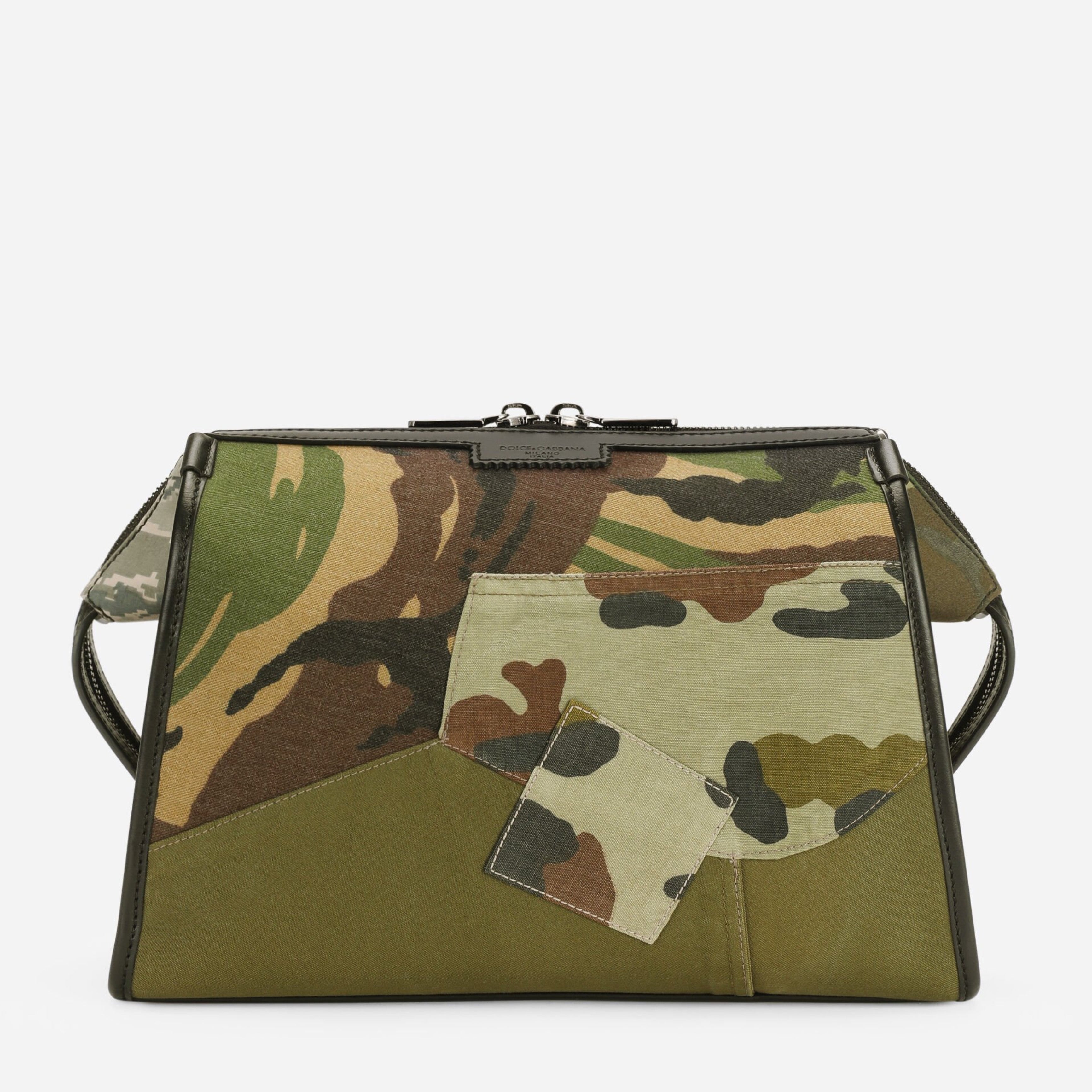 Дамска луксозна чанта Dolce & Gabbana Multicolor Camouflage Patchwork Crossbody Bag