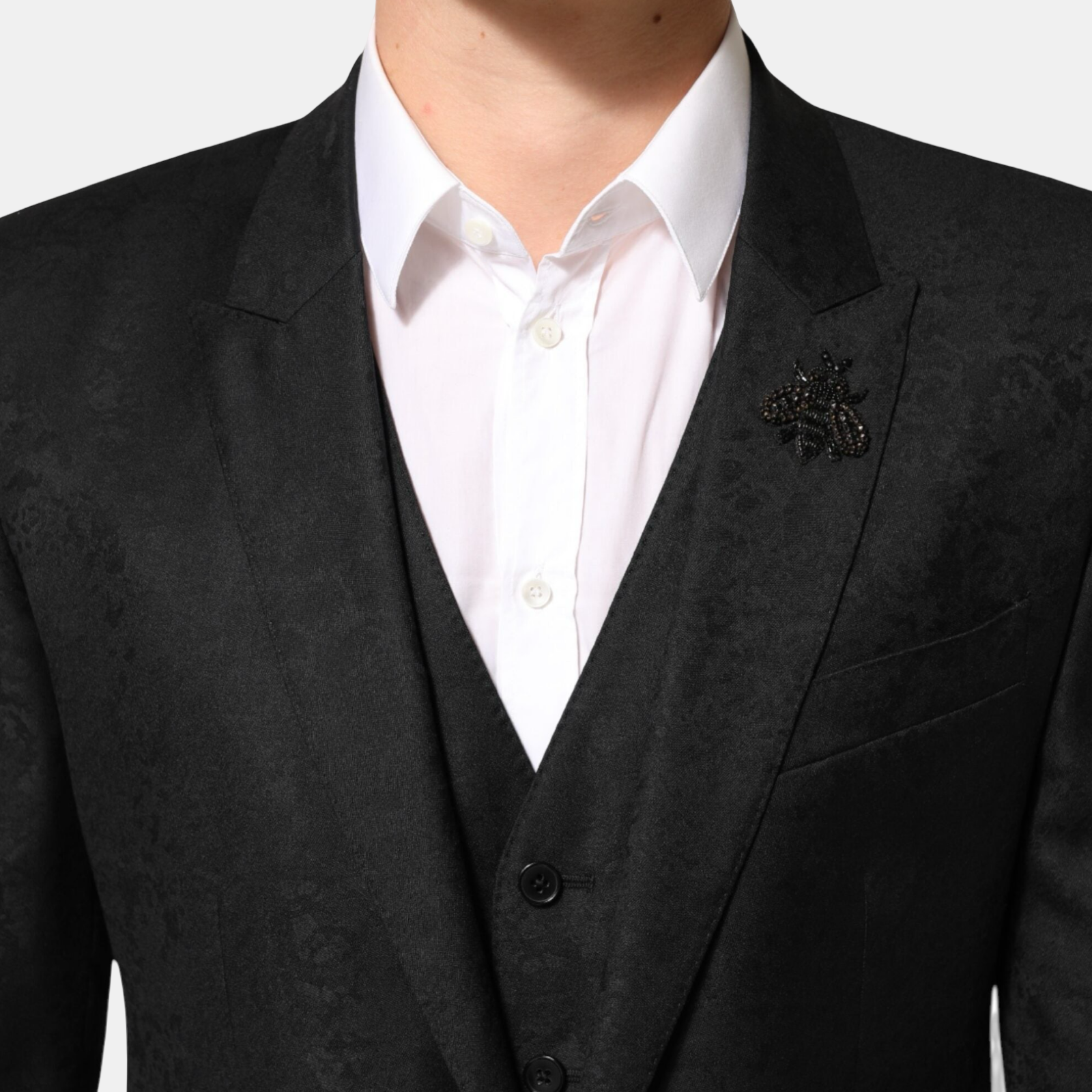 Dolce & Gabbana Floral Brocade MARTINI 3 Piece Men Suit Blazer Close-Up