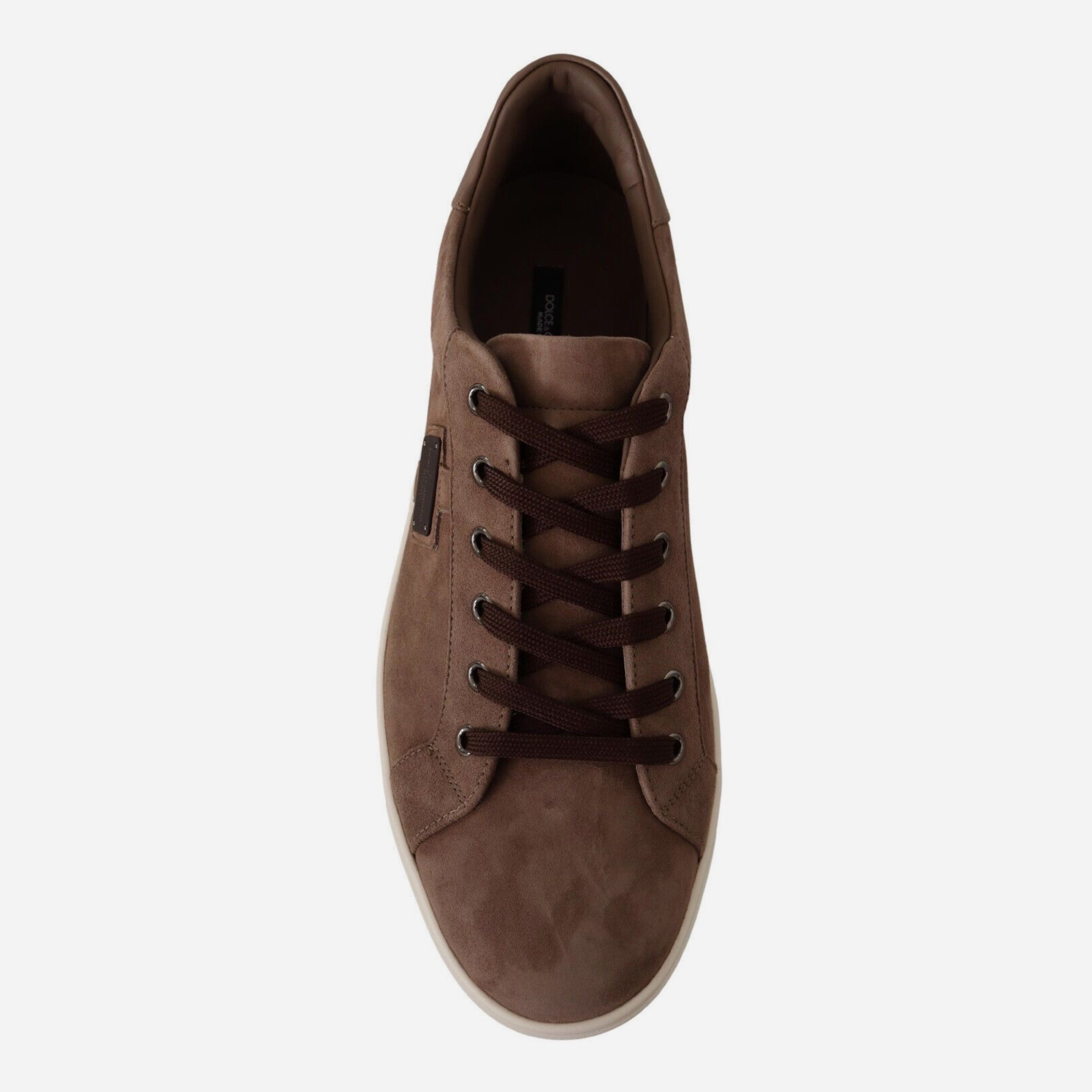 Мъжки кецове от естествена кожа и естествен велур в кафяво Dolce & Gabbana Men’s Elegant Brown Leather Sneakers