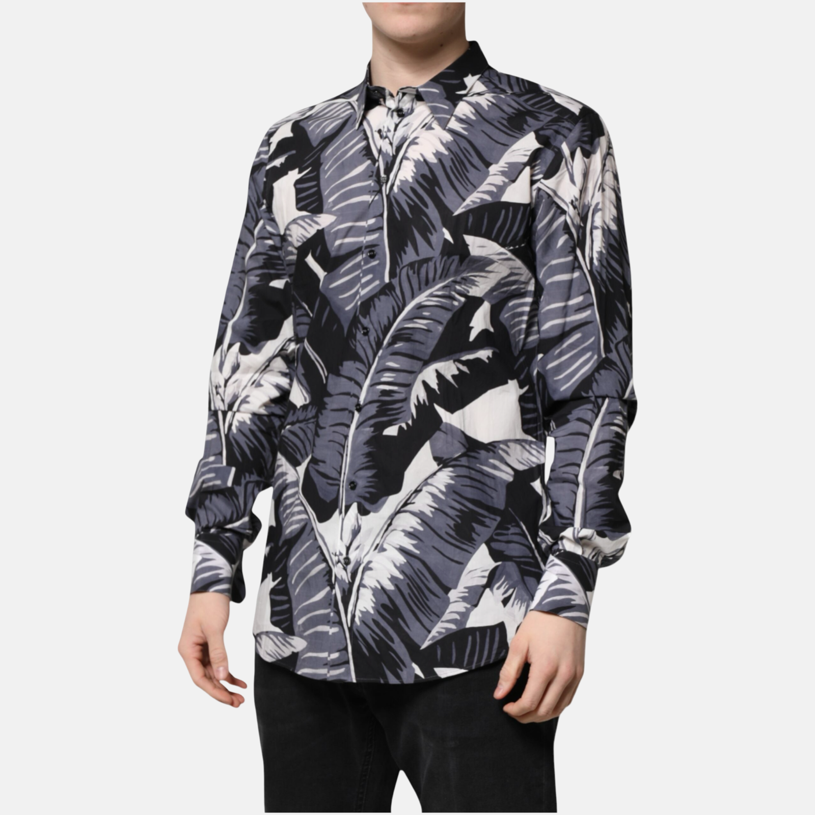 Мъжка риза Dolce & Gabbana Gold Banana Leaf Print Men Shirt Front View