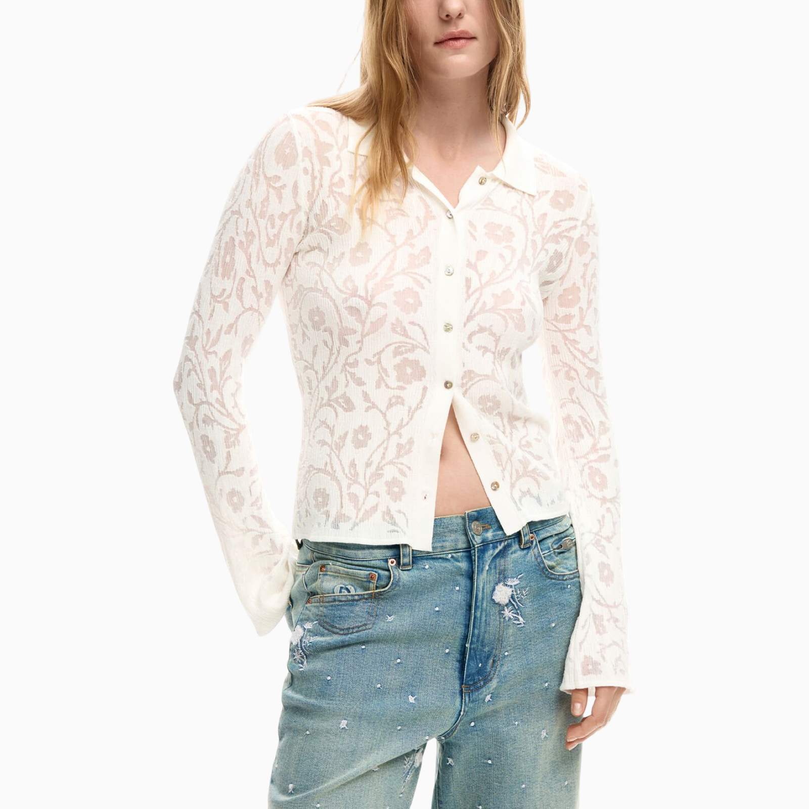 Дамска риза Desigual Women Shirt 26SWTF09 1001 Front View