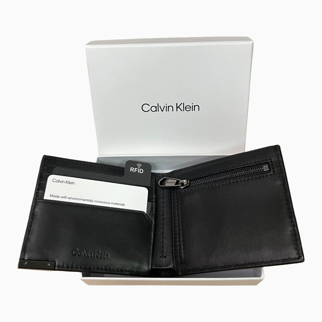 Мъжки портфейл от естествена кожа в черно men's wallet Calvin Klein K50K510316 Black