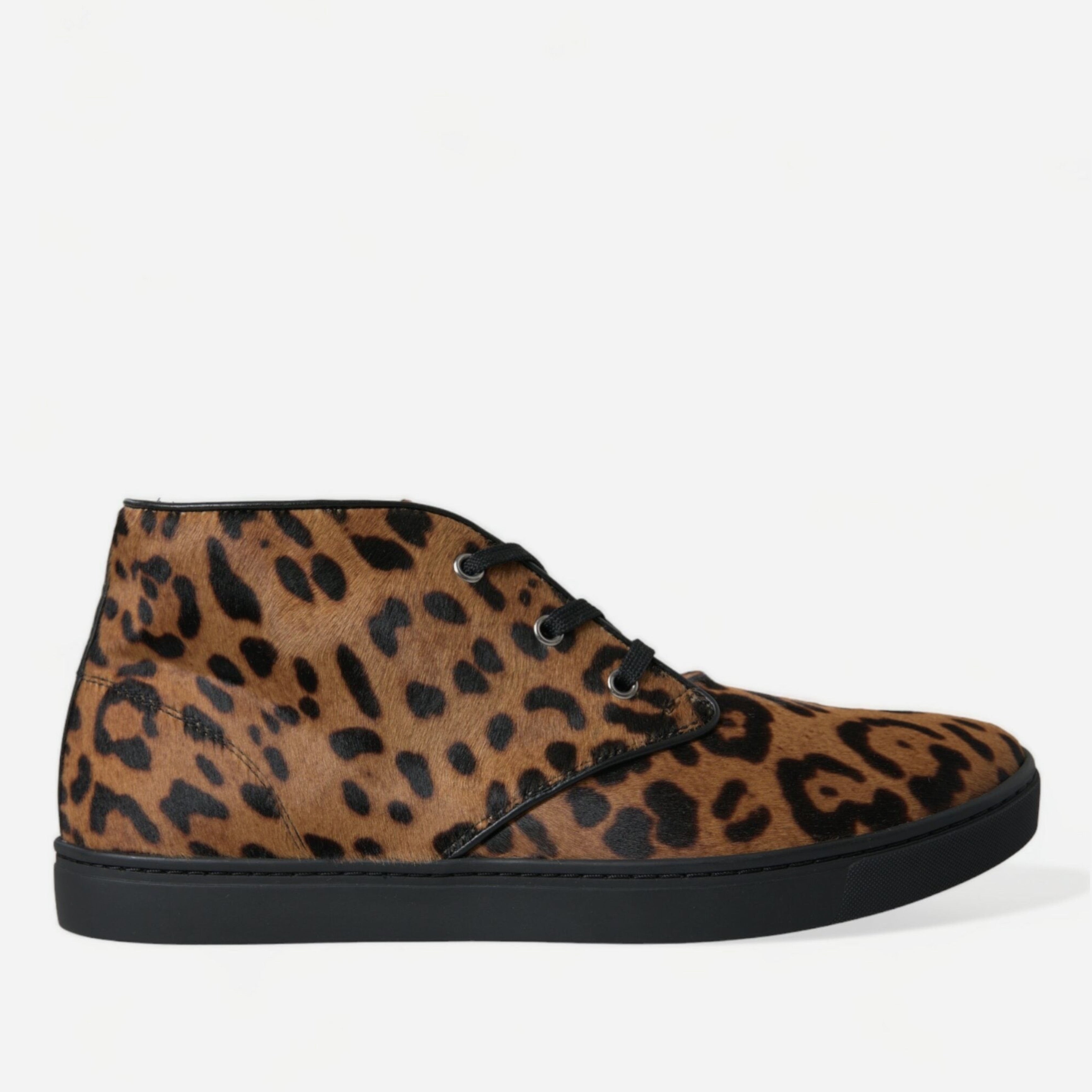 Мъжки луксозни леопардови кецове с косъм Dolce & Gabbana Men’s Elegant Leopard Print Mid-Top Sneakers